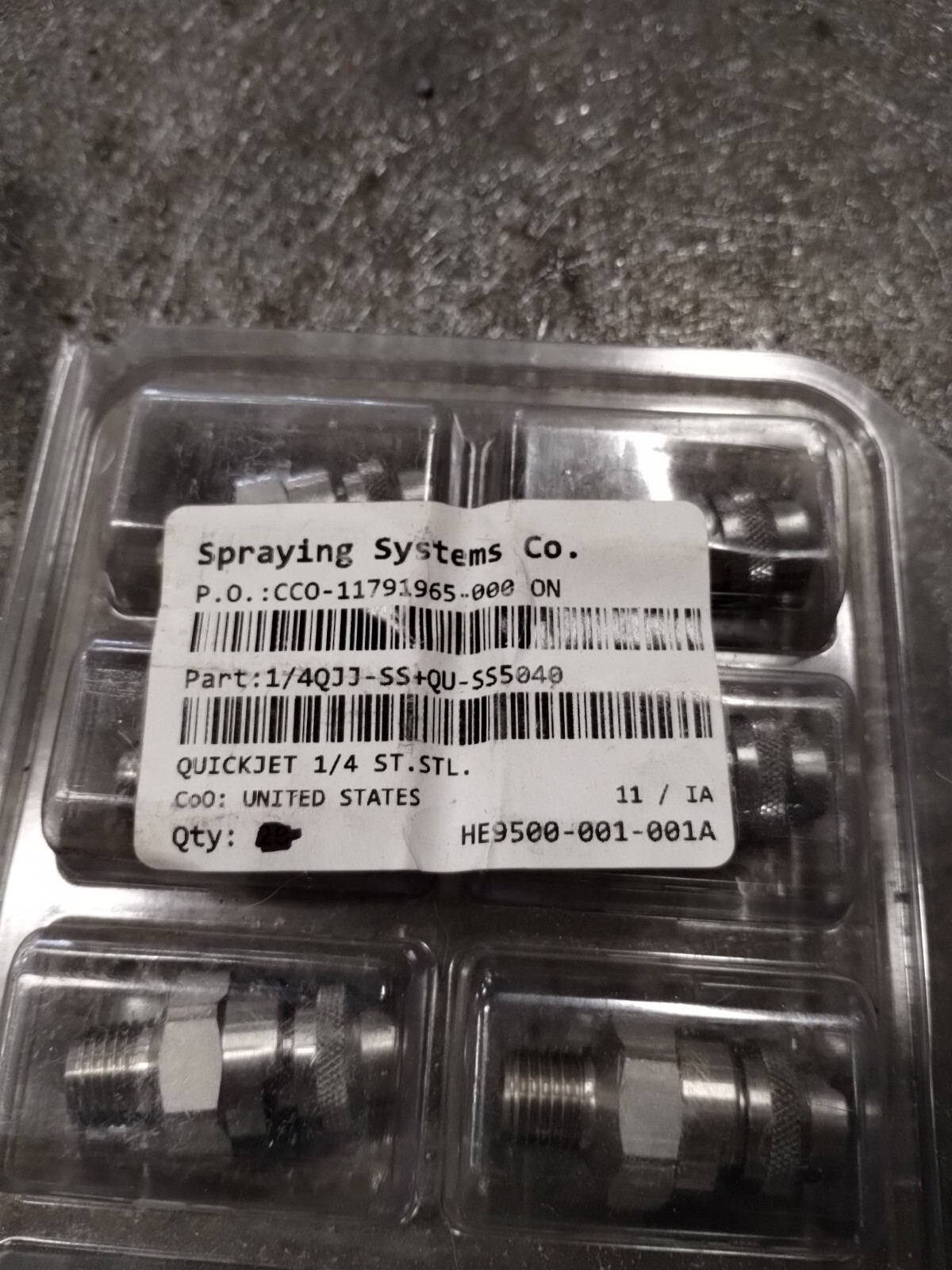 Pack Of 10 Spraying Systems BSPT H1/4U-SS5040 Stainless Spray Nozzle 1/4in Npt