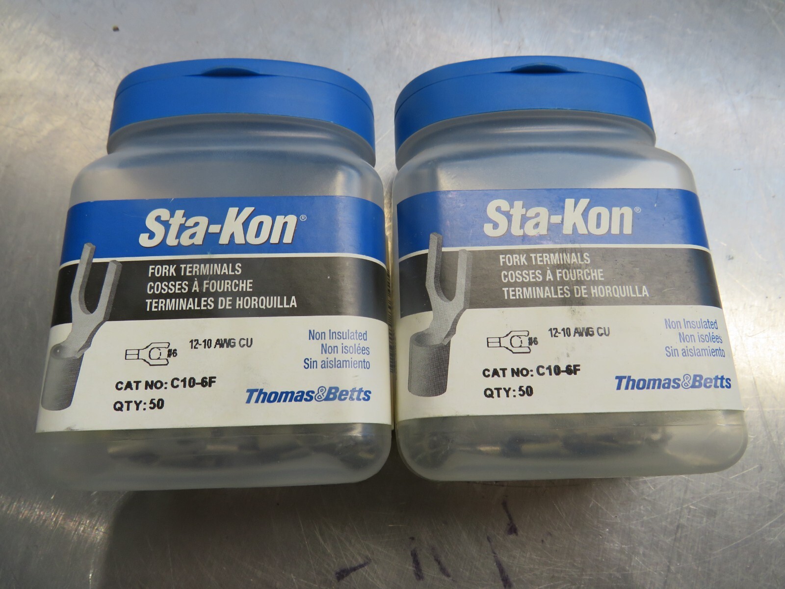 Thomas & Betts Sta-Kon C10-6F Fork Terminals Lot of 100!