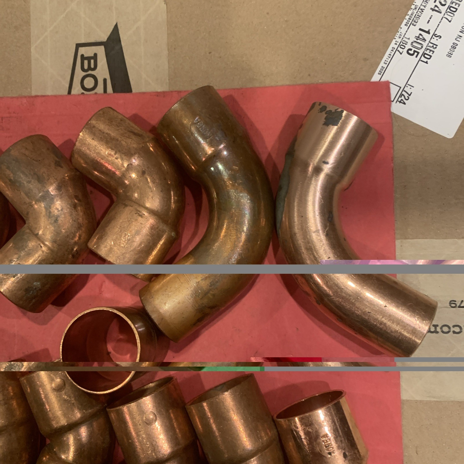 LOT OF 17 MUELLER/Nibco 1-1/8 ST LR 90 ELL 45* SR SWEAT FITTING NOS