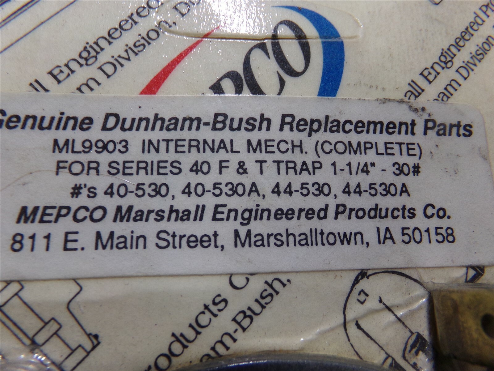 NEW Mepco Dunham-Bush ML9903 Series 40F + T Trap *FREE SHIPPING*
