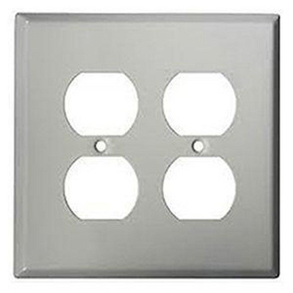 Mulberry 2-Gang Stainless Steel Receptacle Wallplate, 4.5 In H x 4.562 In W