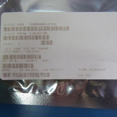 IXYS CPC1976Y Qty of 2 per Lot Solid State SPST-NO (1 Form A) 8-SIP, 4 Leads