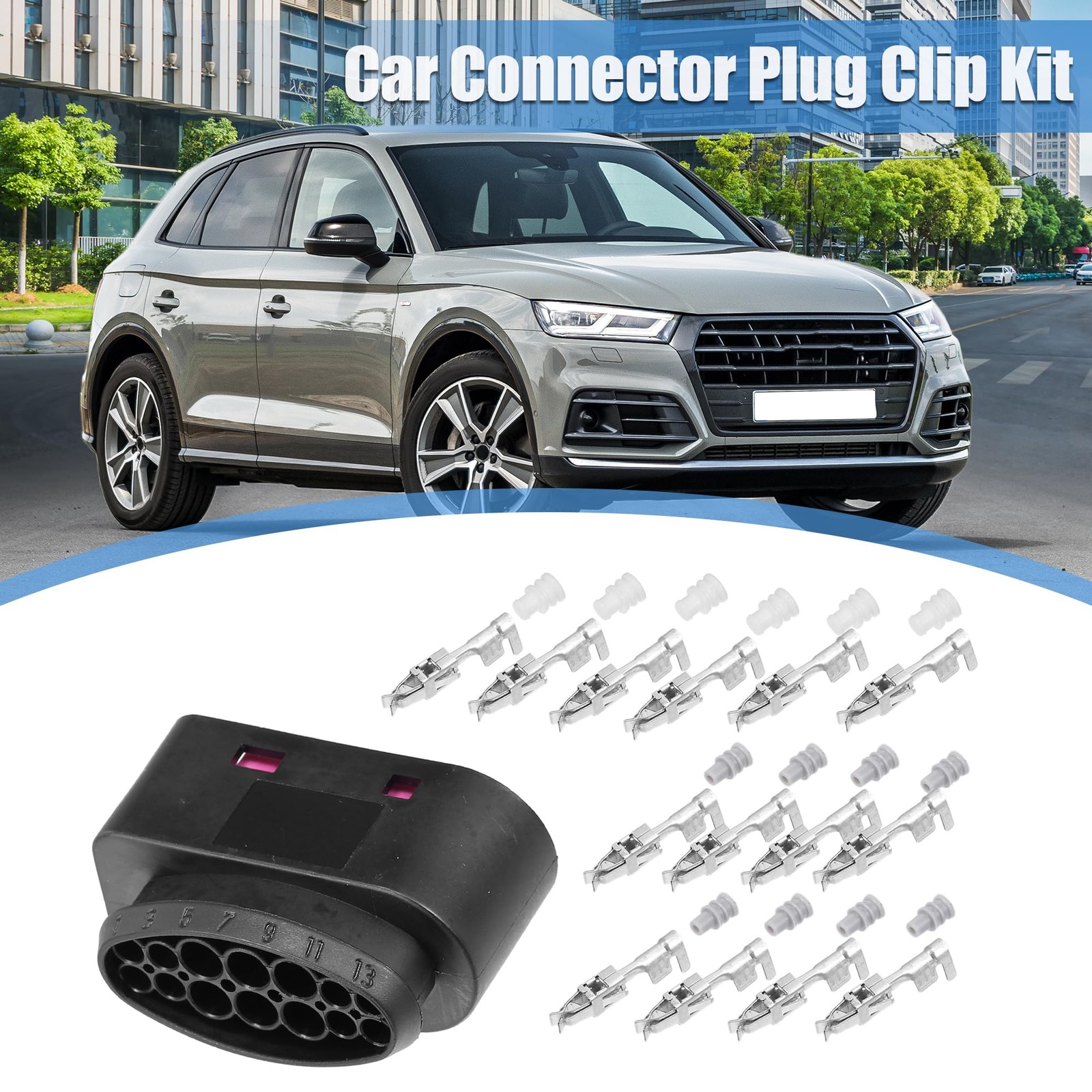 uxcell 1 Set No.1J0973737A Headlight 14 Pin Plug 1.85″x0.98″x1.26″, Black
