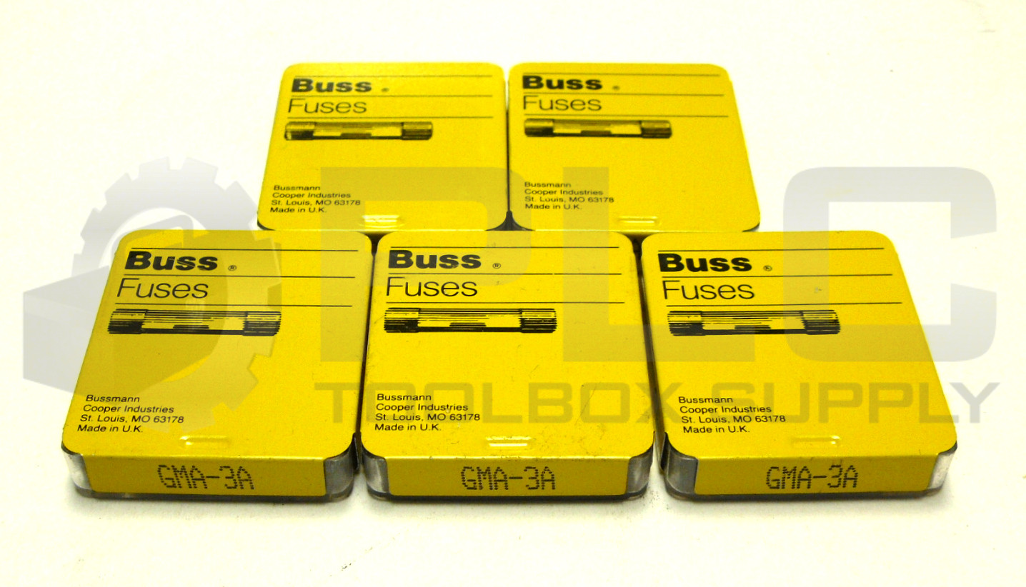 NEW LOT OF 5 PACKS BUSS GMA-3A FUSES TOTAL QTY 25 FUSES