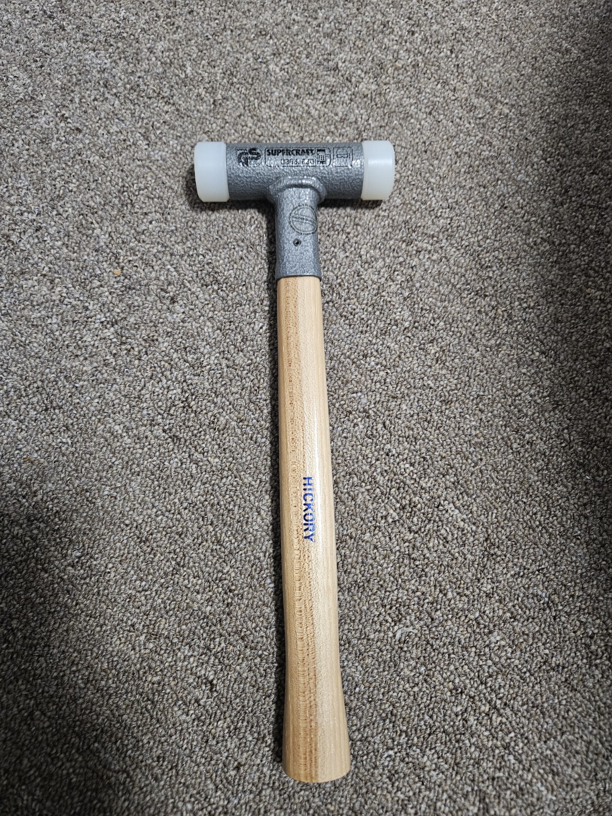 HALDER 3366.025 11 oz Dead Blow Hammer, Nylon Head, Hickory Handle, 1″ Face