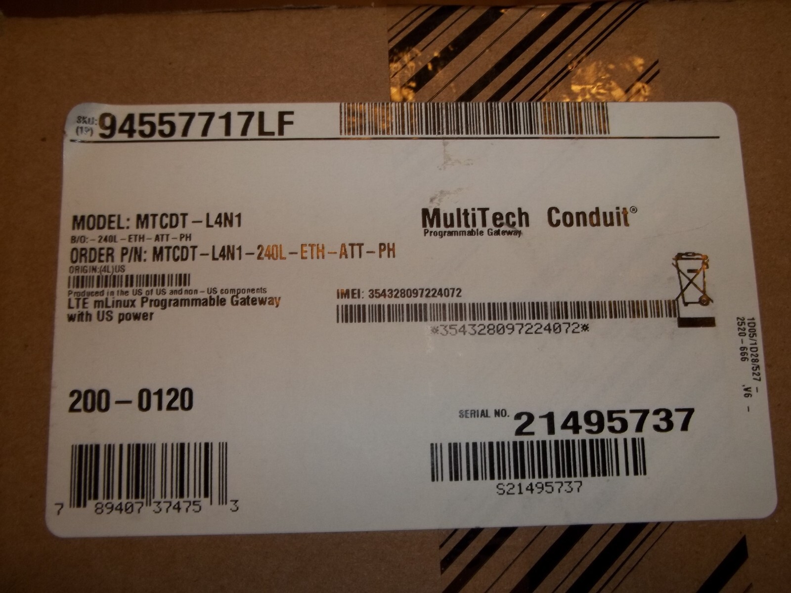 Multitech Conduit Gateway MTCDT-L4N1 MTCDT-L4N1-240A-RTI