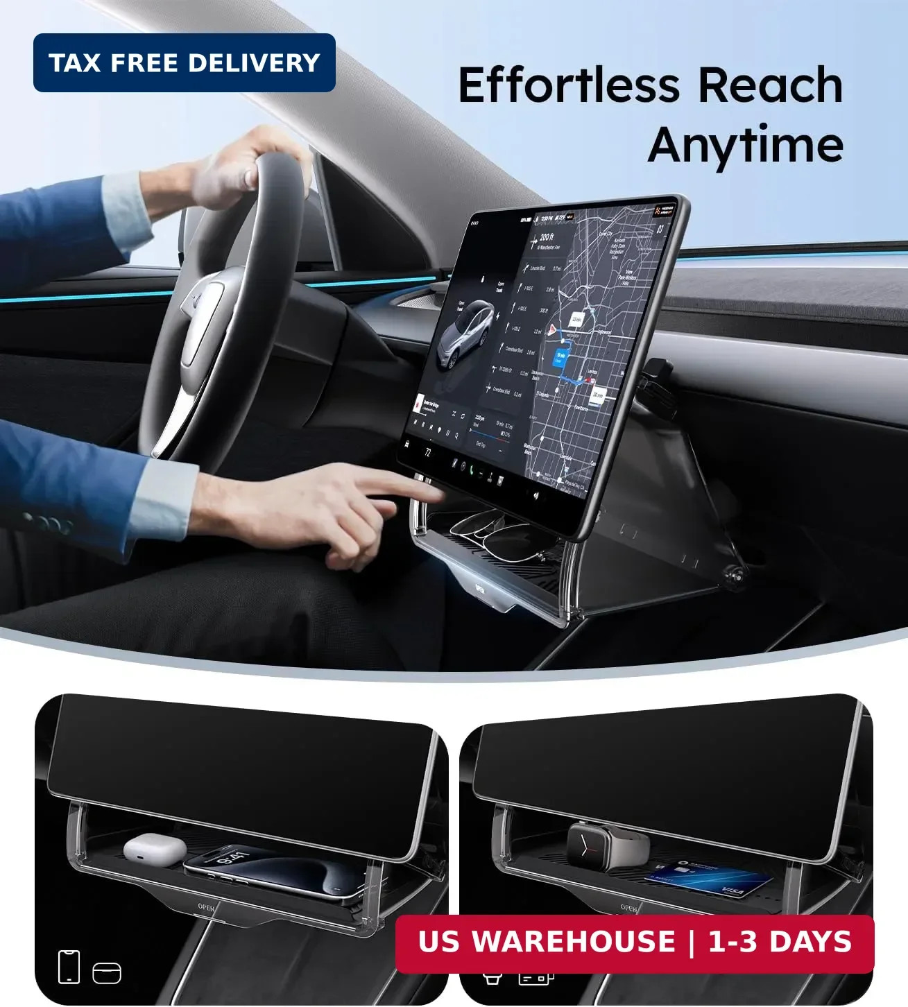 Wigoo Under Screen Organizer for Model Y 2019~2026, Including Model Y Juniper 20