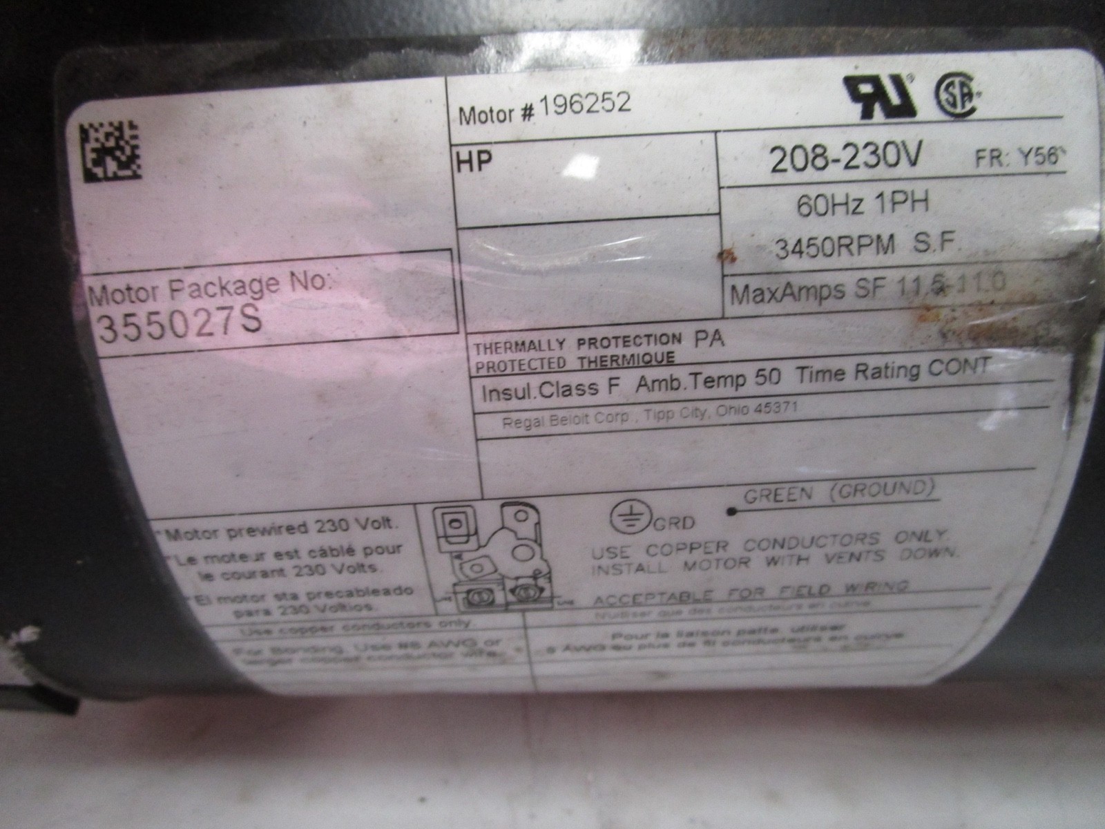 CENTURY 2HP POOL PUMP REPLACEMENT MOTOR #355027S / MODEL 196252 – NEW