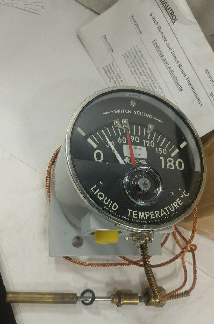 1 NEW QUALITROL 104-309-02 6″ LIQUID TEMPERATURE GAUGE & PROBE NIB *MAKE OFFER*
