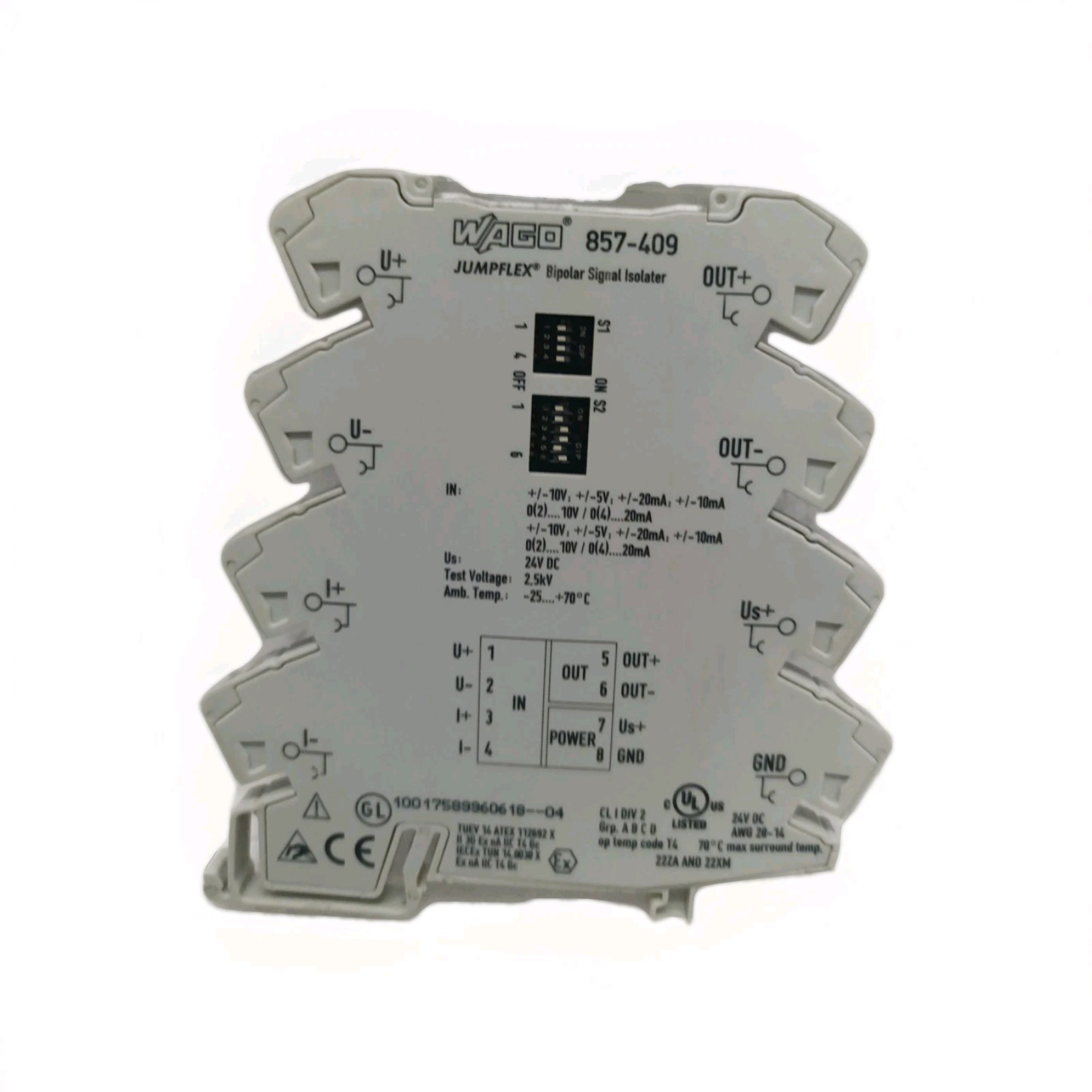 Wago 857-409 Jumplflex Bipolar Signal Isolator 24 VDC New Without Box