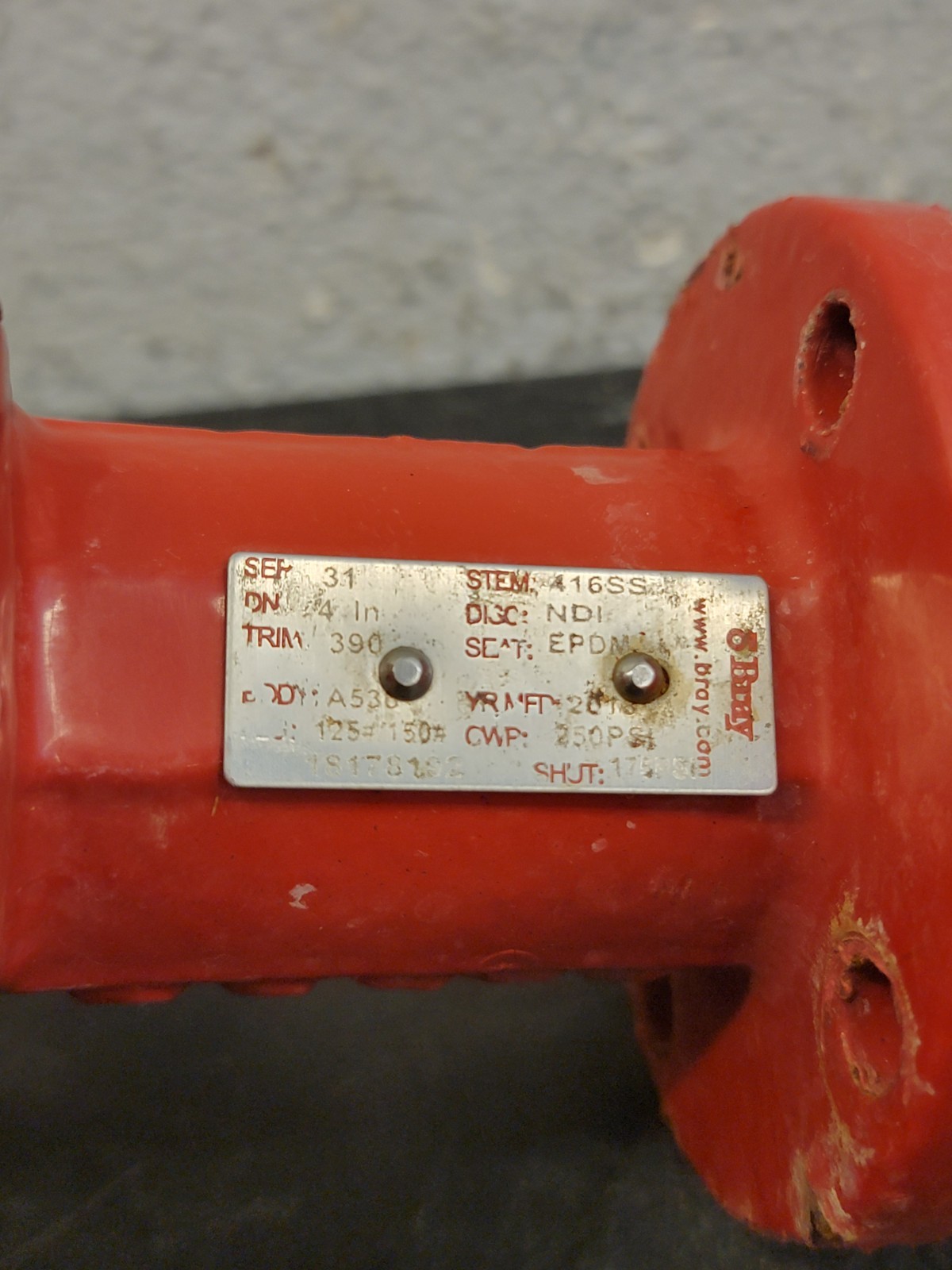 BRAY 4″ BUTTERFLY VALVE SERIES 31 Used G
