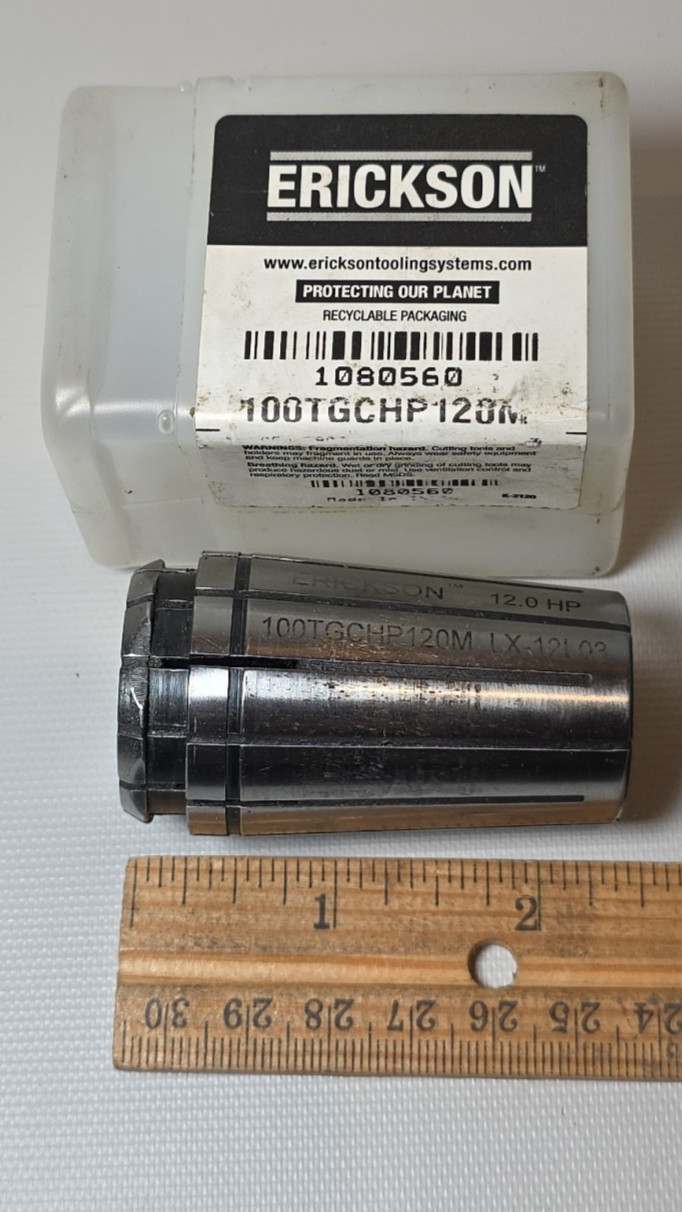Erickson 100TGCHP120M Collet 12mm TG100 Drill, End Mill Tool Single-Angle System