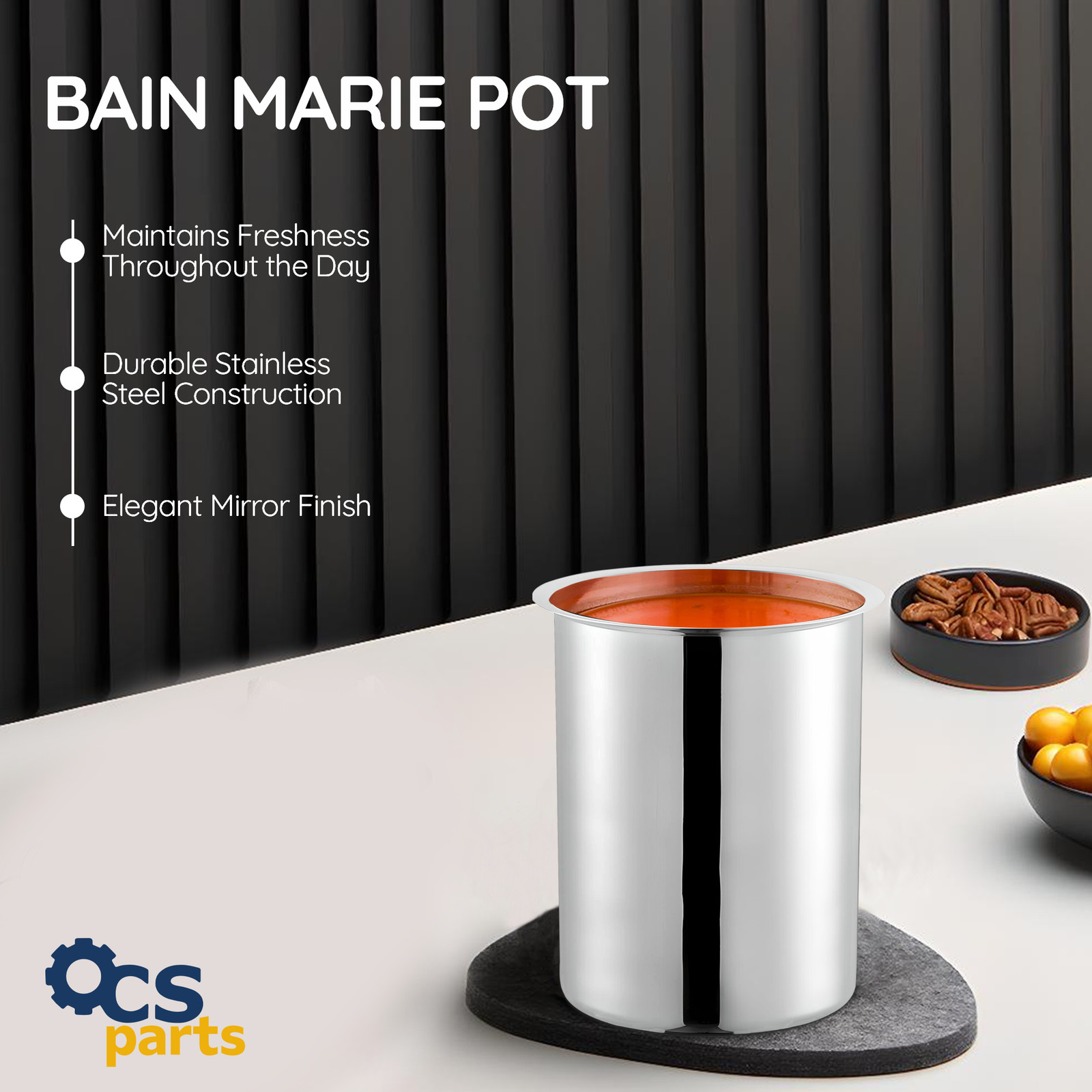 OCS Parts 6-Pack 2 Quart Stainless Steel Bain Marie Pots | 6-3/4″ x 4-3/8″