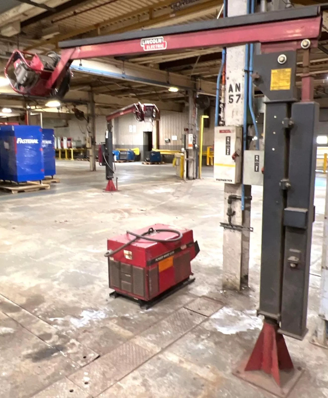*MAKE OFFER* 84″” Lincoln Zipline Welding Boom w/ Wire Feeder