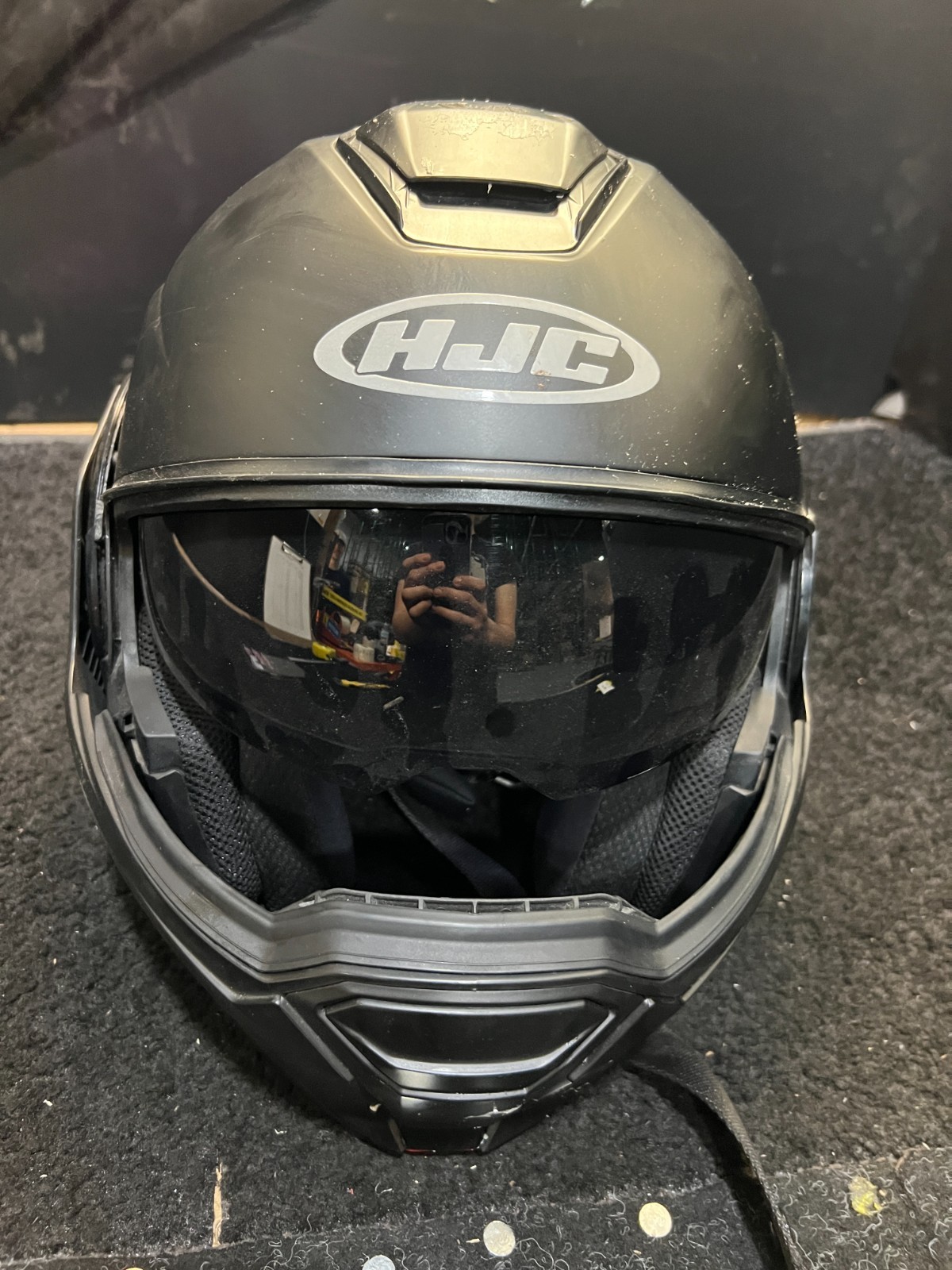 HJC I100 XS Matte Black Modular Motorcycle Helmet,Rotating Chinbar Polycarbonate