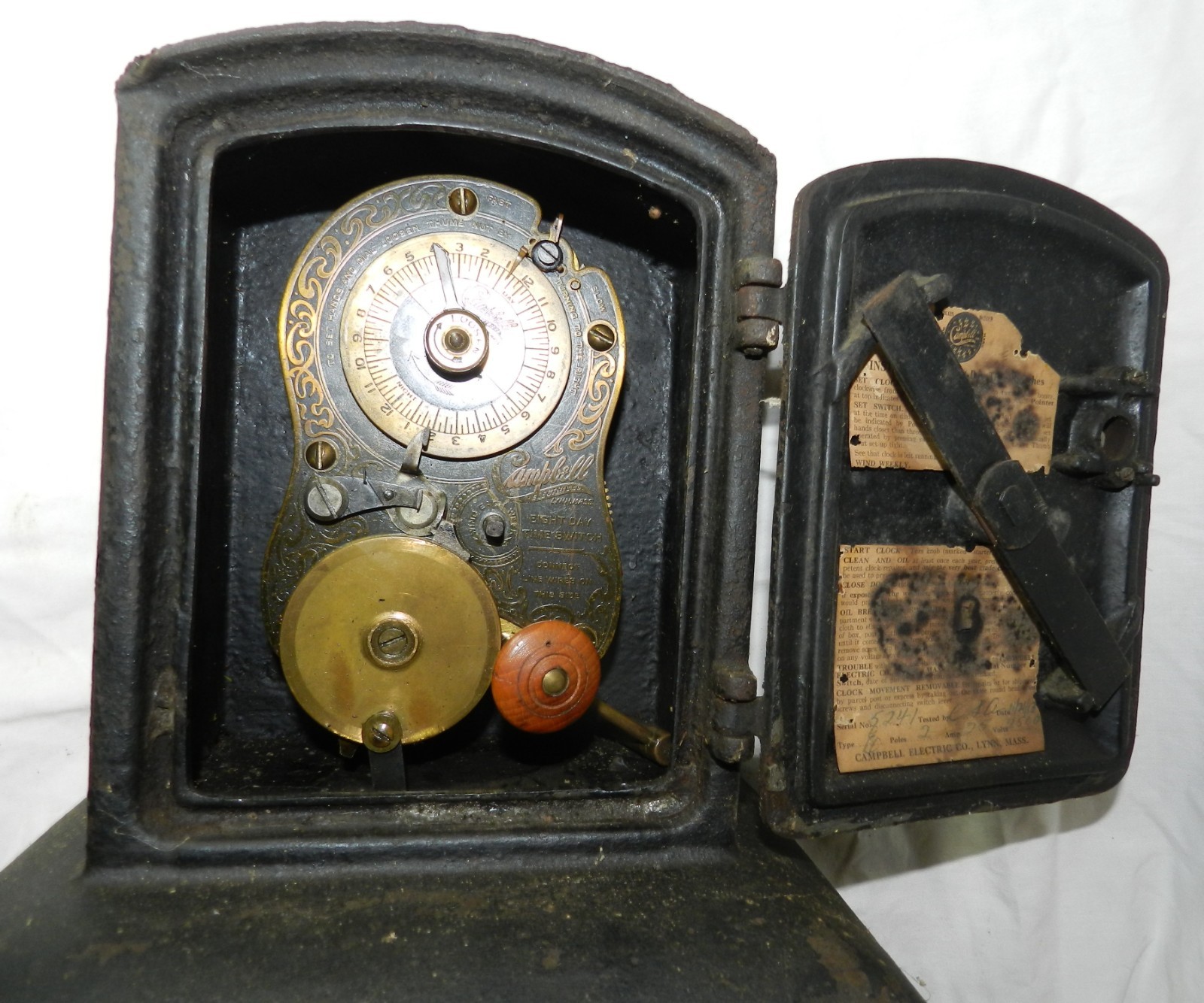 Vintage Campbell Electric Company 8 Day Time Switch in Cast Iron Case – 1913