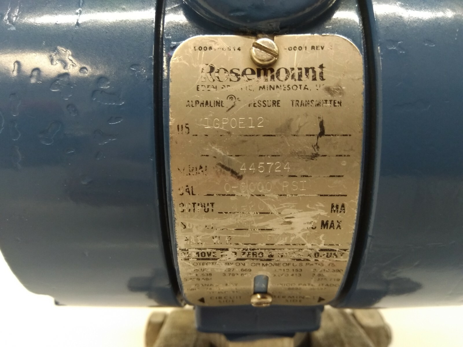 Rosemount 1151GP0E12 0-5500 PSI Gage Pressure Transmitter BR