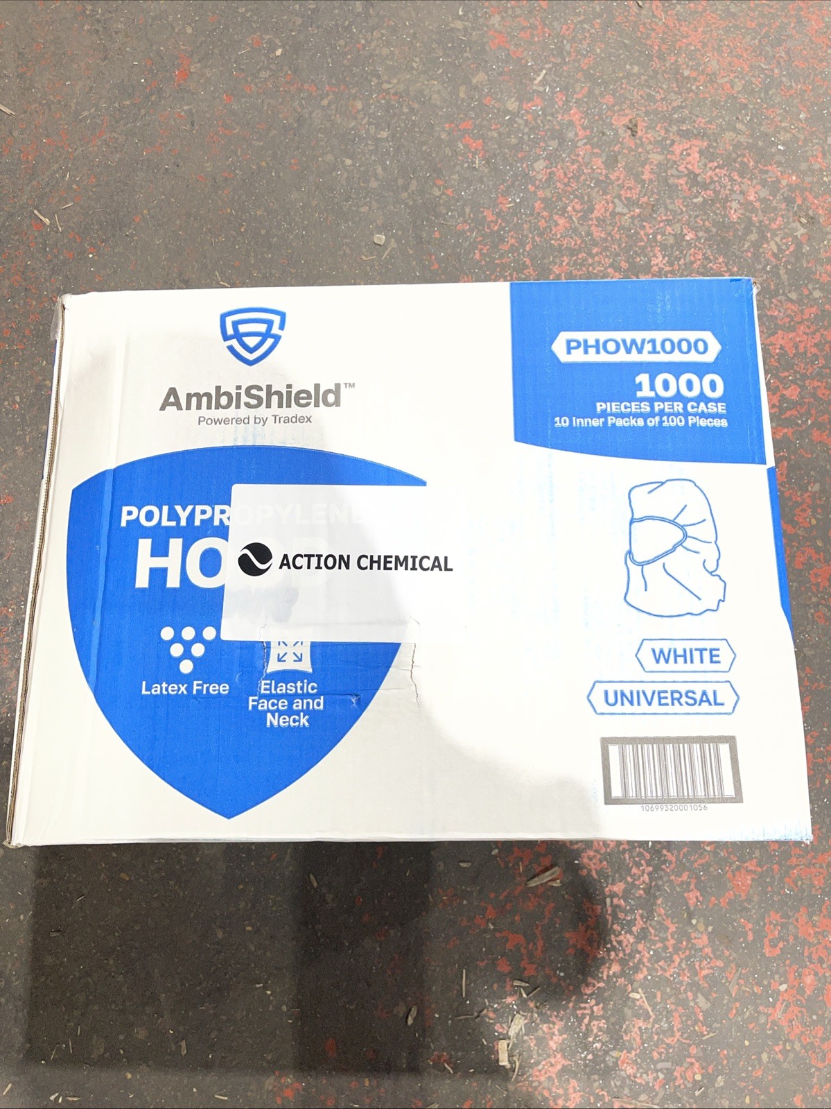 1000pc ACTION CHEMICAL Head/Beard Cover Polypropylene, White 35YF99 Universal