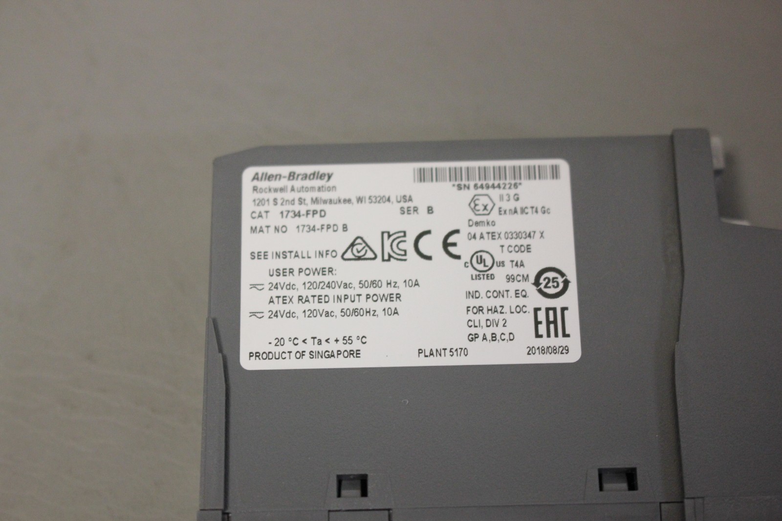 ALLEN BRADLEY POINT I/O FIELD POTENTIAL DISTRIBUTOR MODULE 1734-FPD B