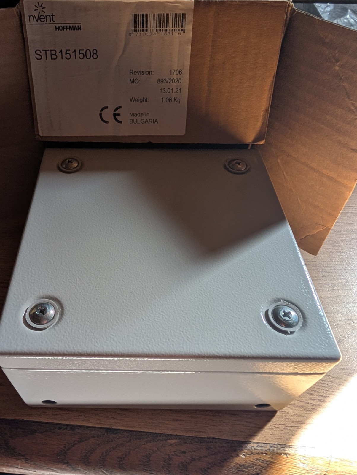 HOFFMAN STB 151508 Terminal Box Enclosure 150x150x80mm Mild Steel IP66 Grey