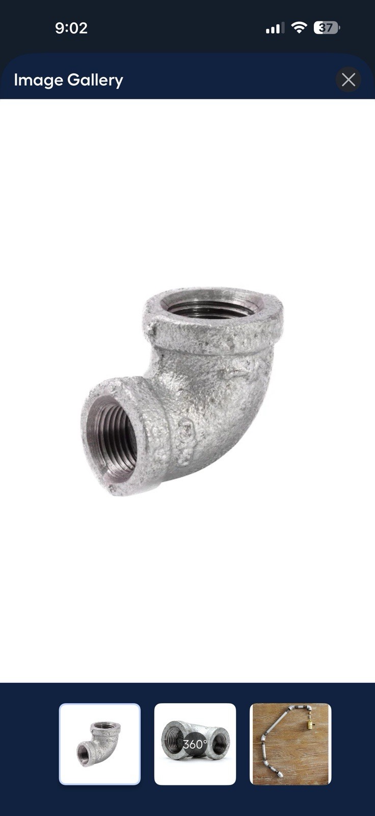 9X ProLine RB 1/2″ x 3/8″ Galvanized Iron Female Threaded 90 Degree Elbow
