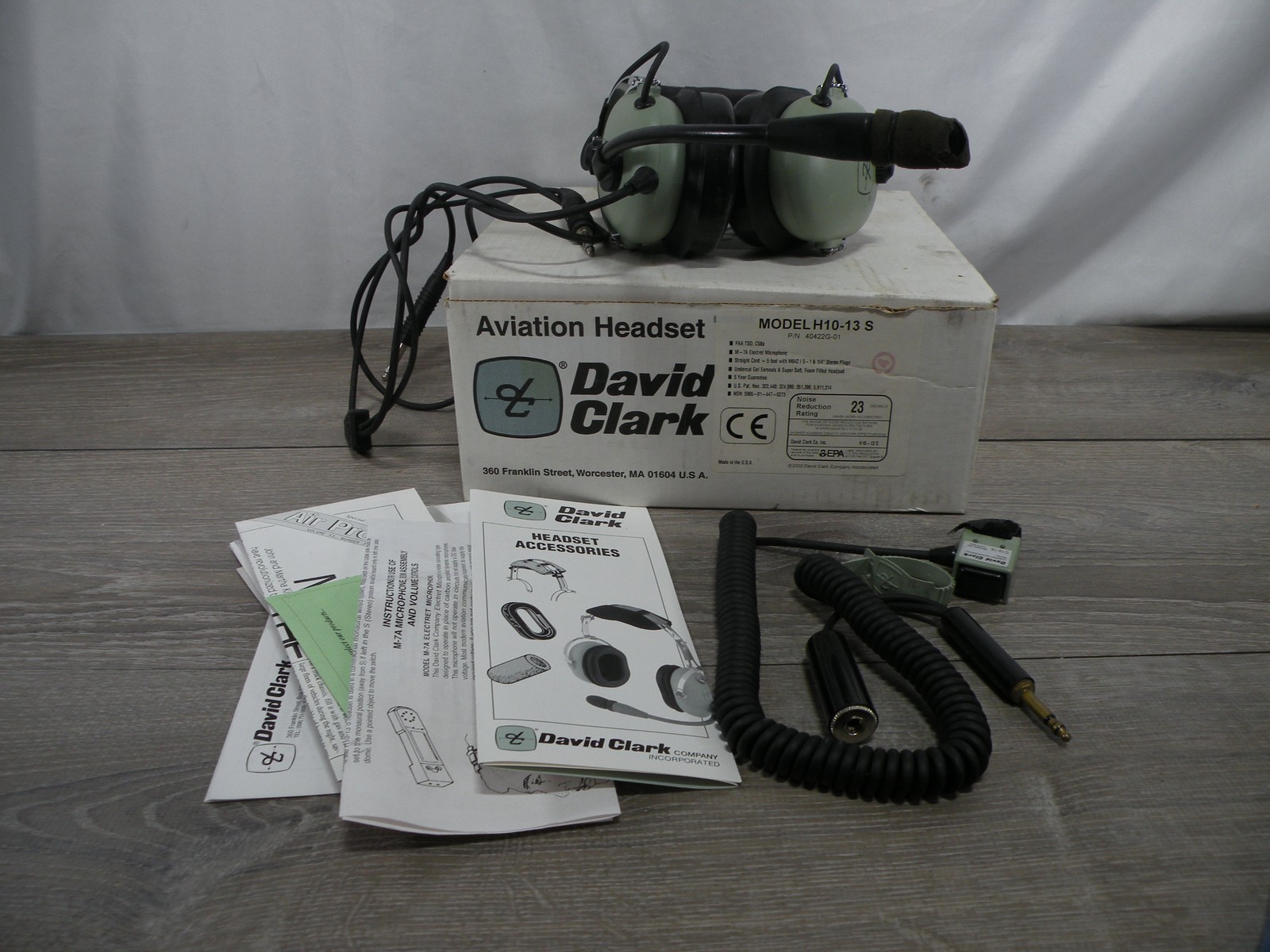 David Clark H10-13 S Aviation Headset P/N 40422G-01 Pilot Headset w/ Box