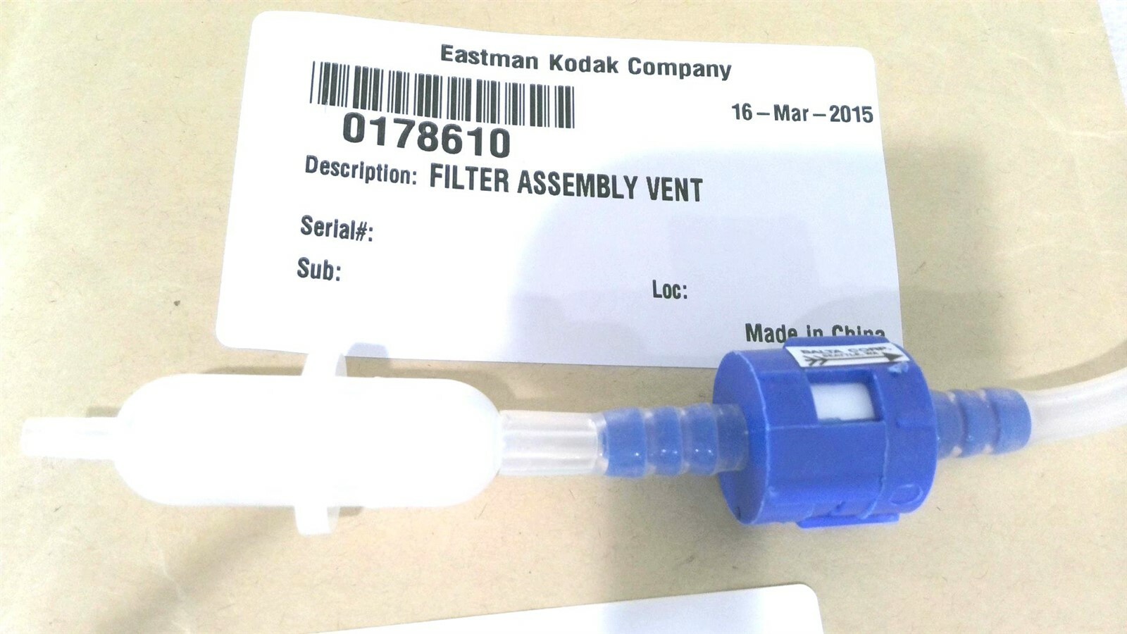 EASTMAN KODAK COMPANY 0178610 FILTER ASSEMBLY VENT, FOR INDUSTRIAL PRINTER
