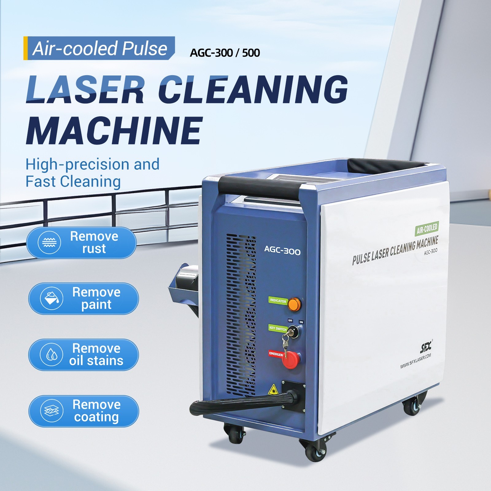 300W AGC-300 Laser Cleaning Machine Laser Rust Removaal Machine Laser Cleaner