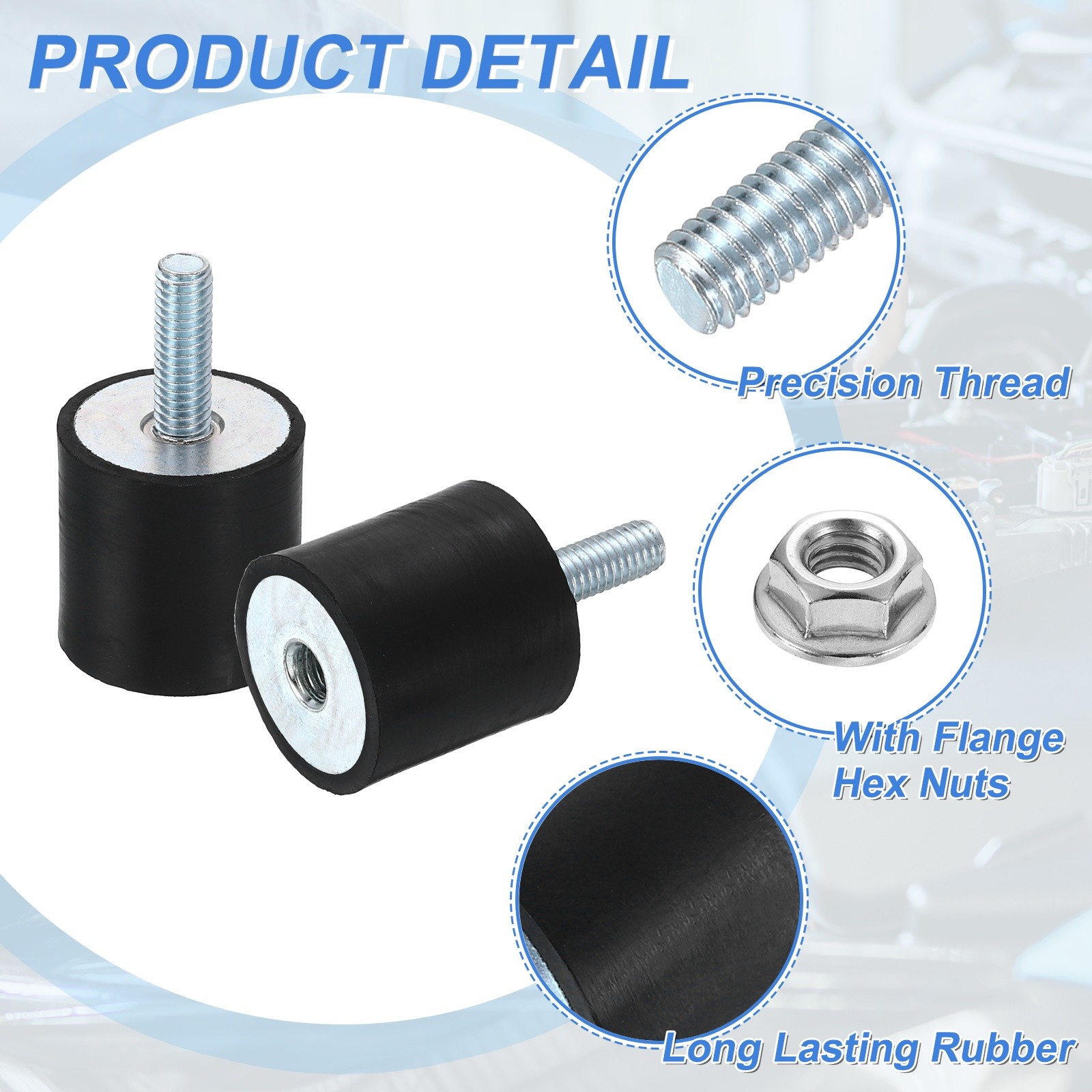 4Pcs M6x18mm Rubber Mounts 25x25mm Rubber Shock Absorber Mount with Nuts
