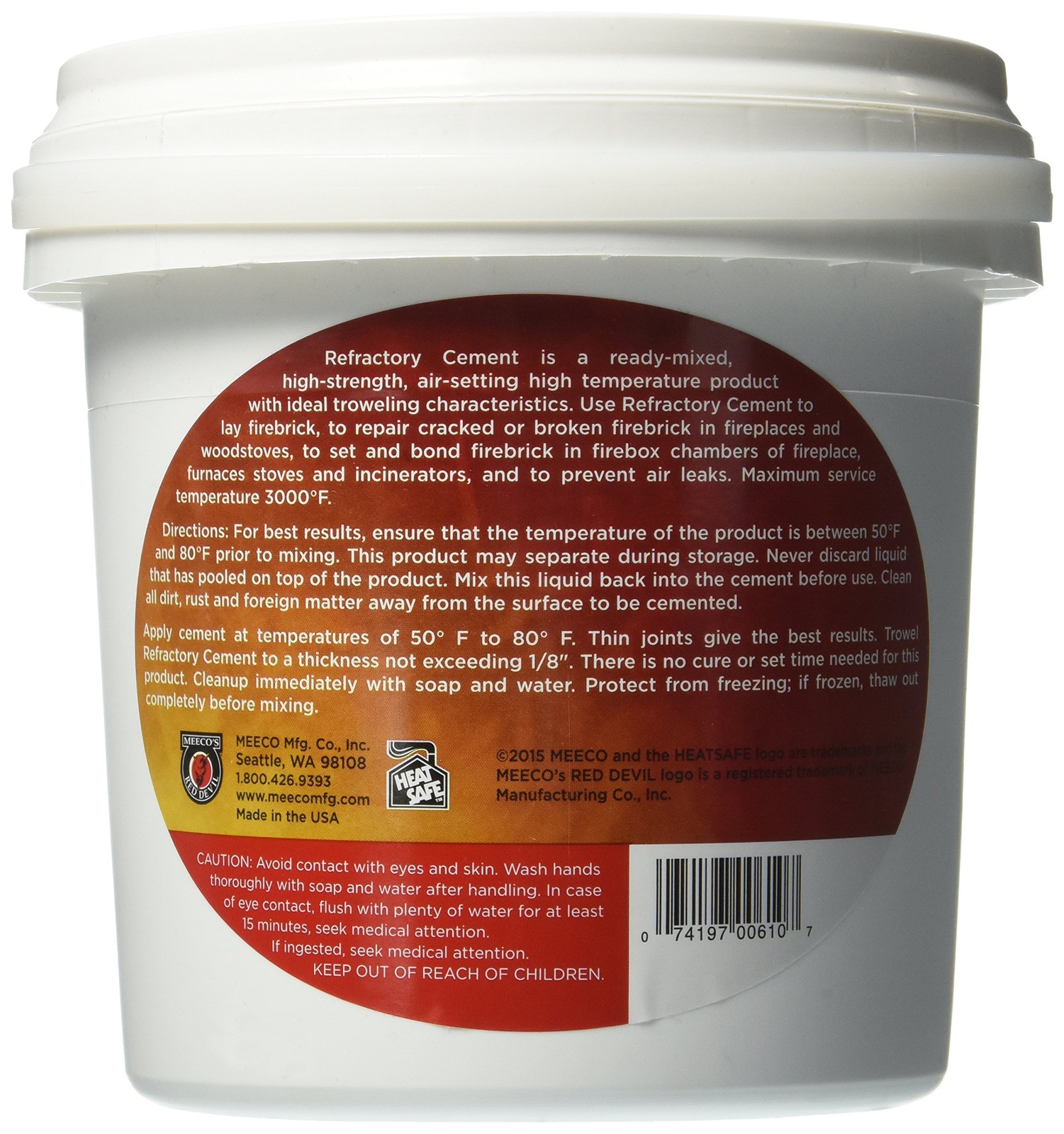 MEECO’S RED DEVIL 610 Refractory Cement – Indoor Use Only