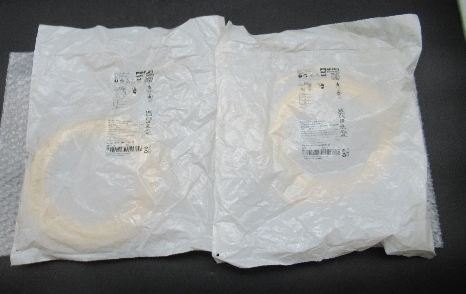 Lot of 2- Murr Elektronik 7000-12341-0140500 Round Plug Connector Cables *NEW*