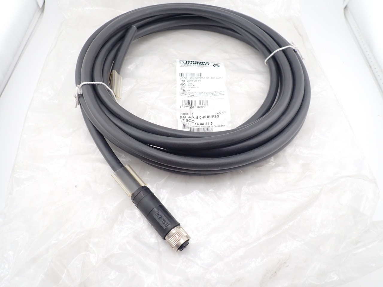 Phoenix Contact SAC-4P-5,0-PUR/FSS PE Power Cable M12 Socket 1408845
