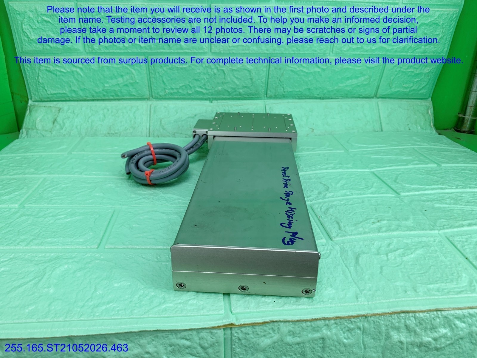 Jenny Science LINAX Lxe 250F40 Direct Motor MISSING Plug as in photos, sn:9206.