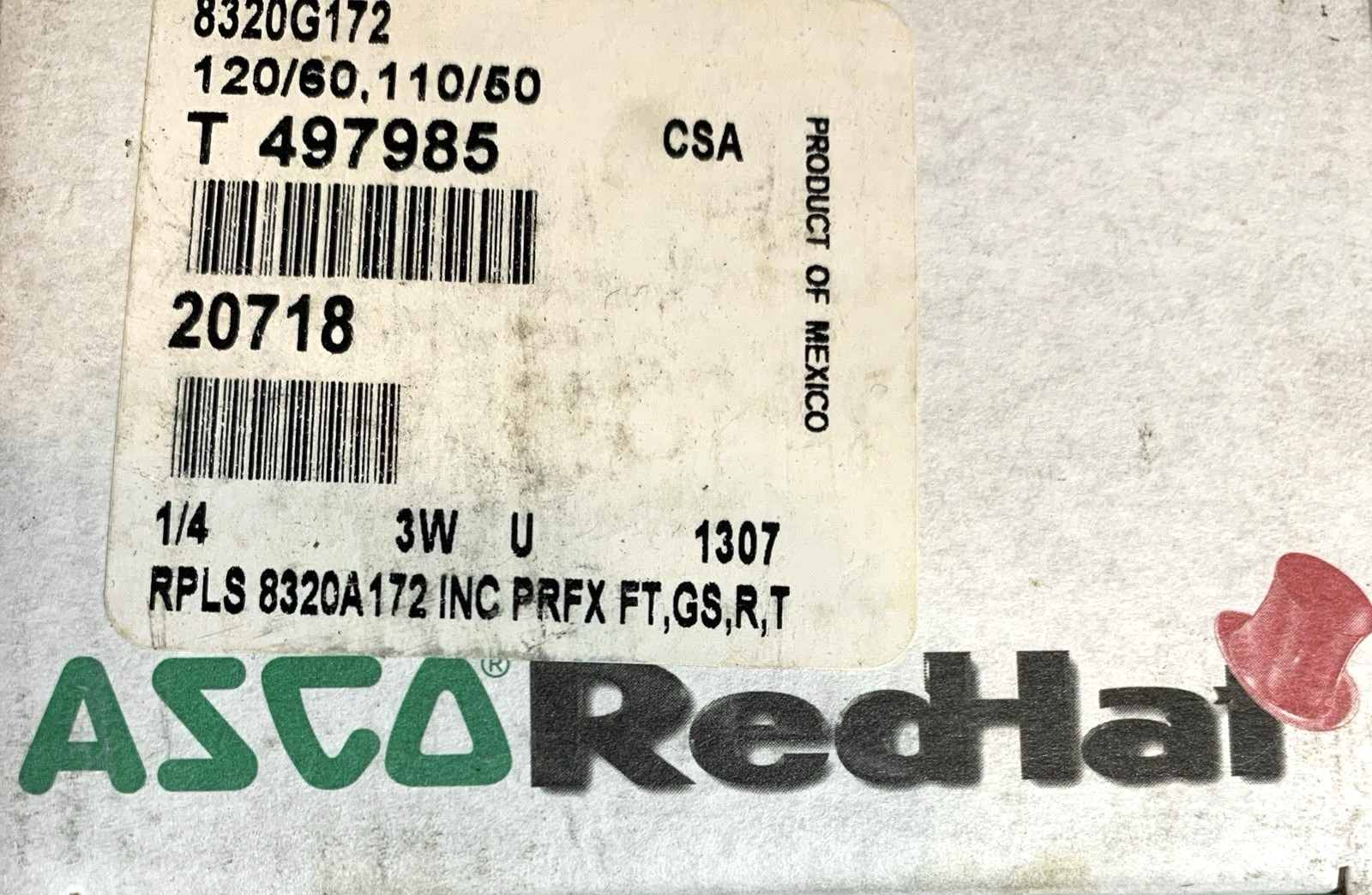 Asco RedHat 8320G172 120/60 Solenoid Valve 3 Way