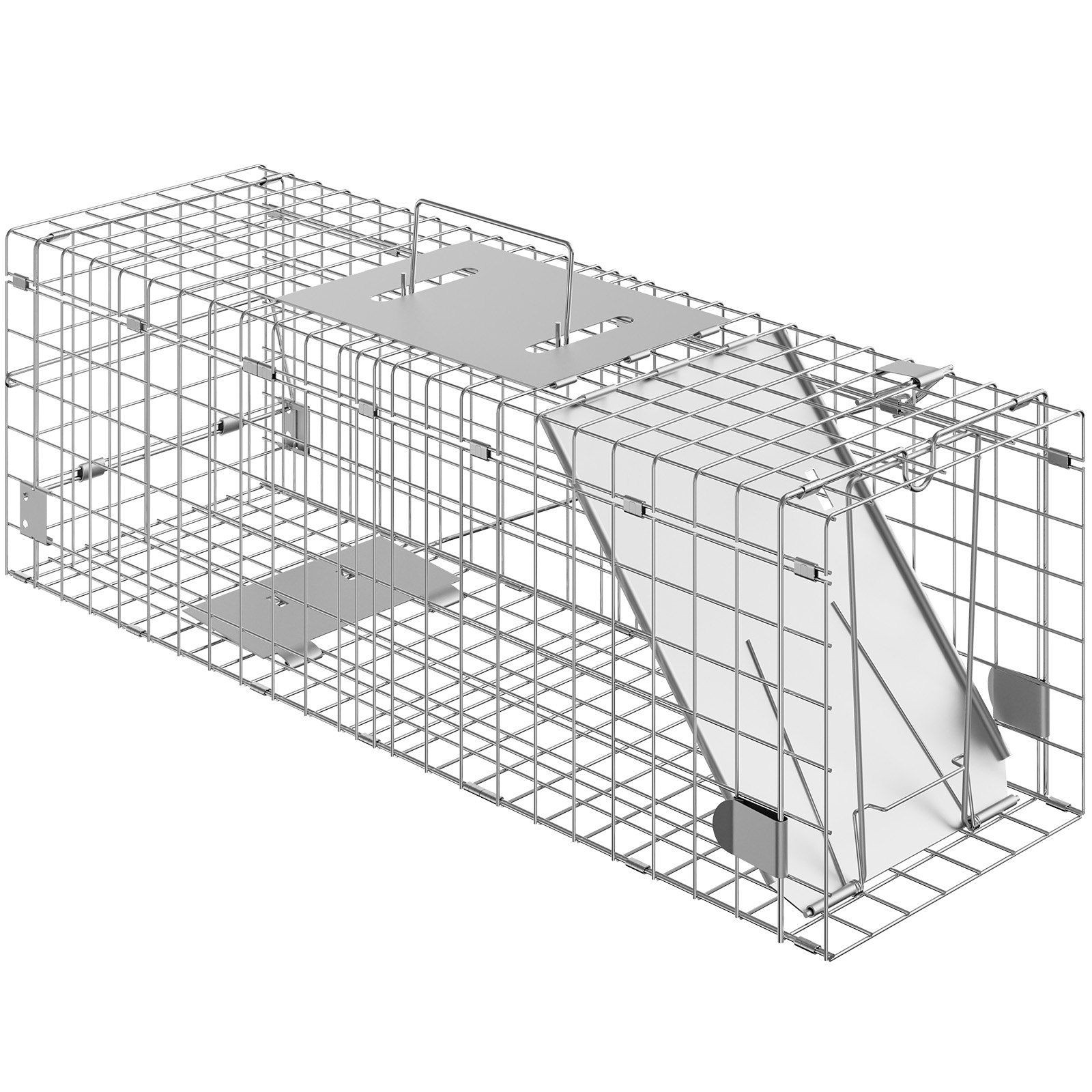 24x8x8in 333lb Galvanized Iron Animal Cage Trap Folding with Handle