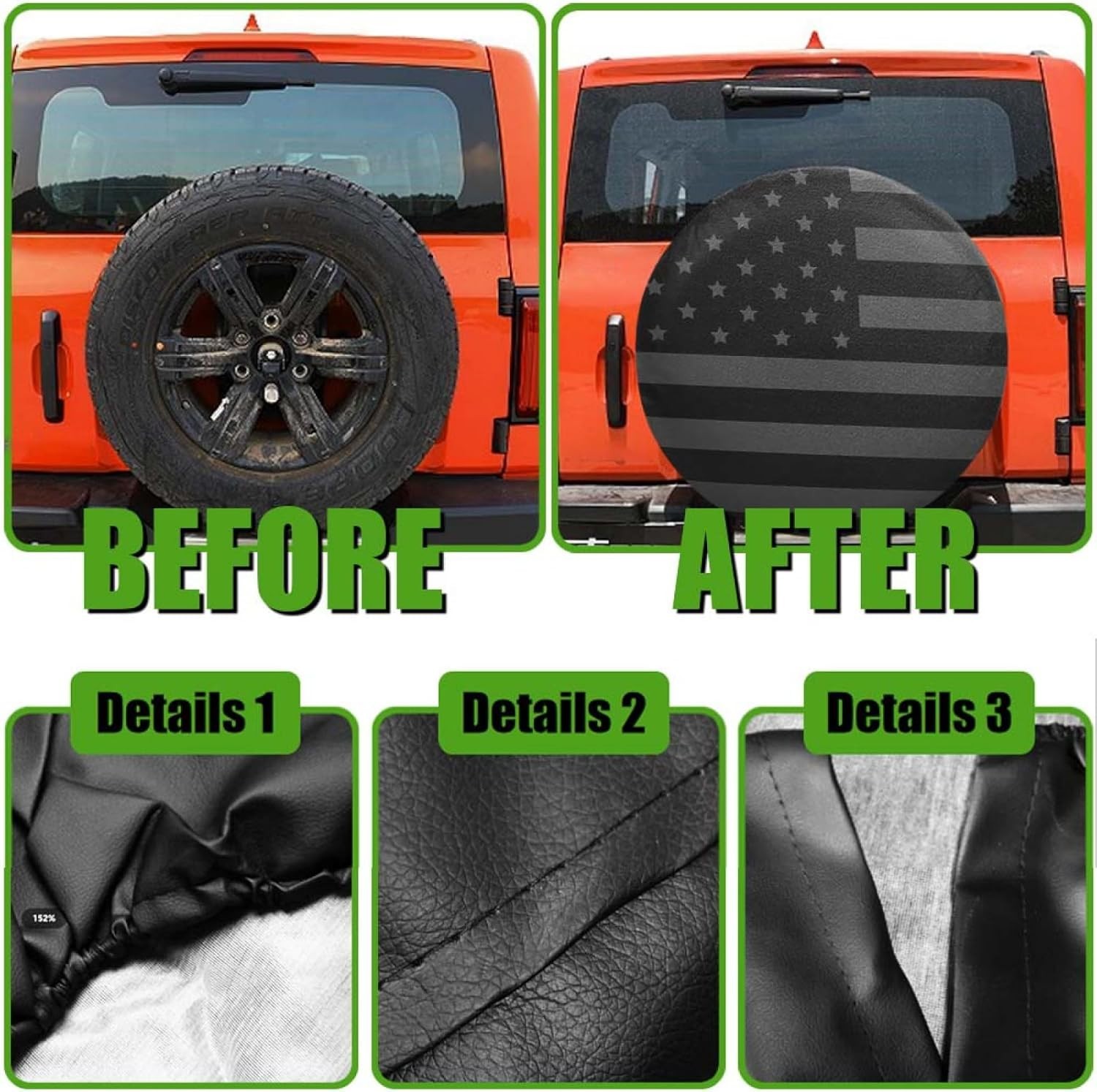 16 Inch Thickening Spare Tire Cover with American USA Flag Waterproof 16 inch