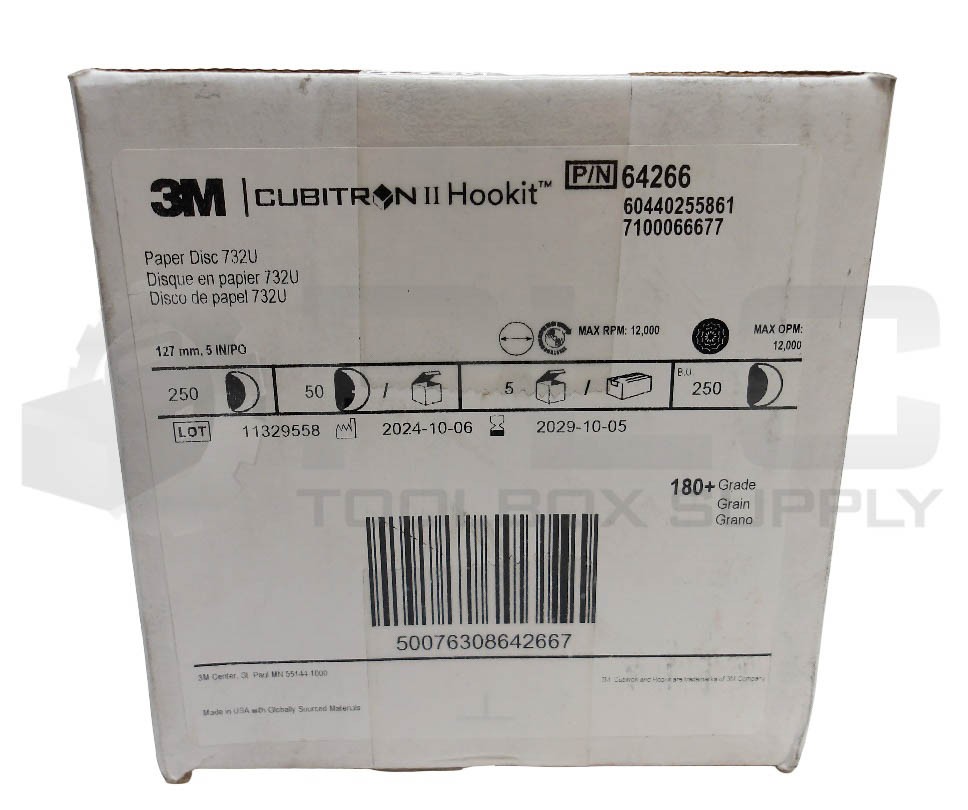 SEALED NEW BOX OF 250 3M 64266 PAPER DISC 732U 12000RPM 5″