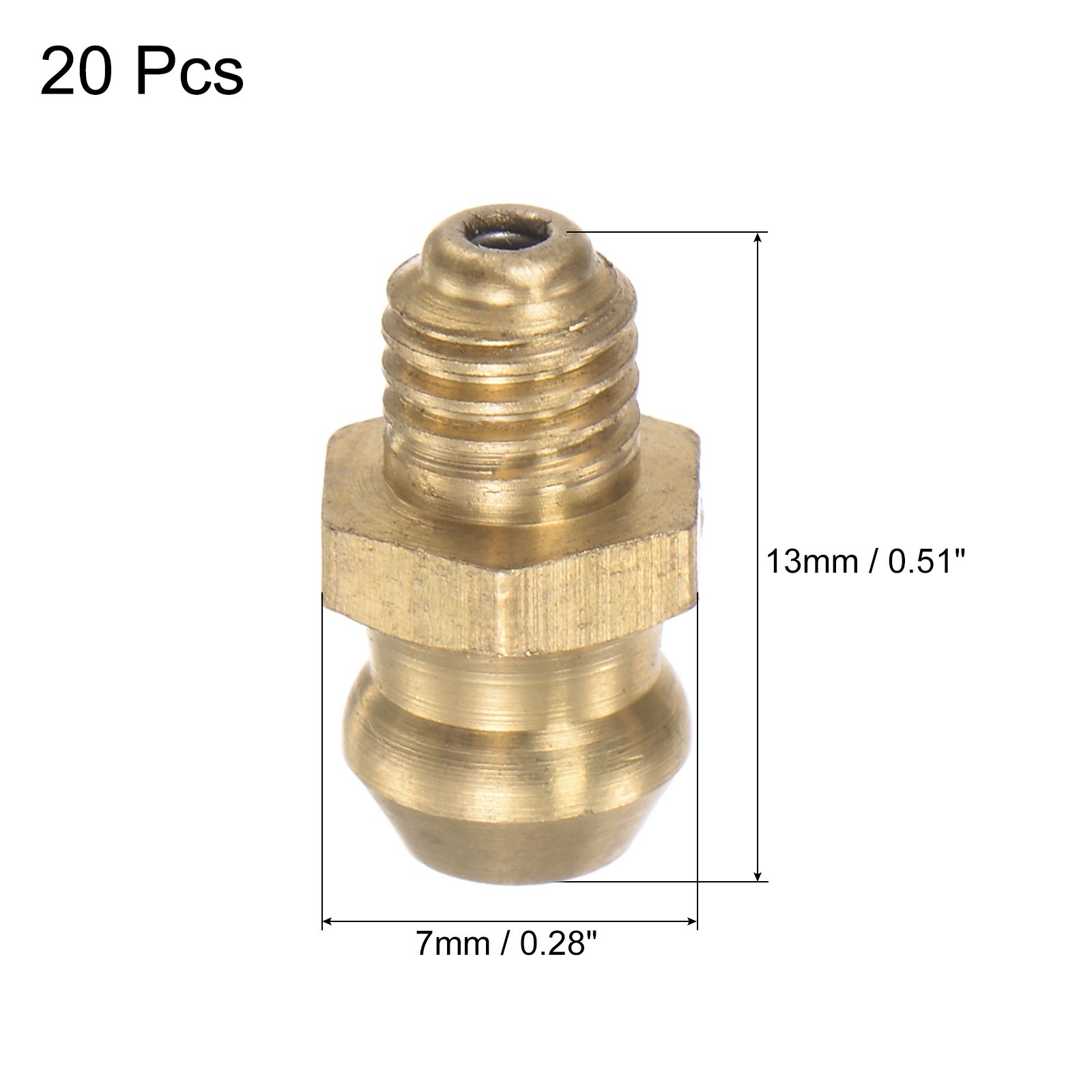 Brass Straight Hydraulic Grease Fitting Accessories M5 x 0.8mm Thread 20Pcs