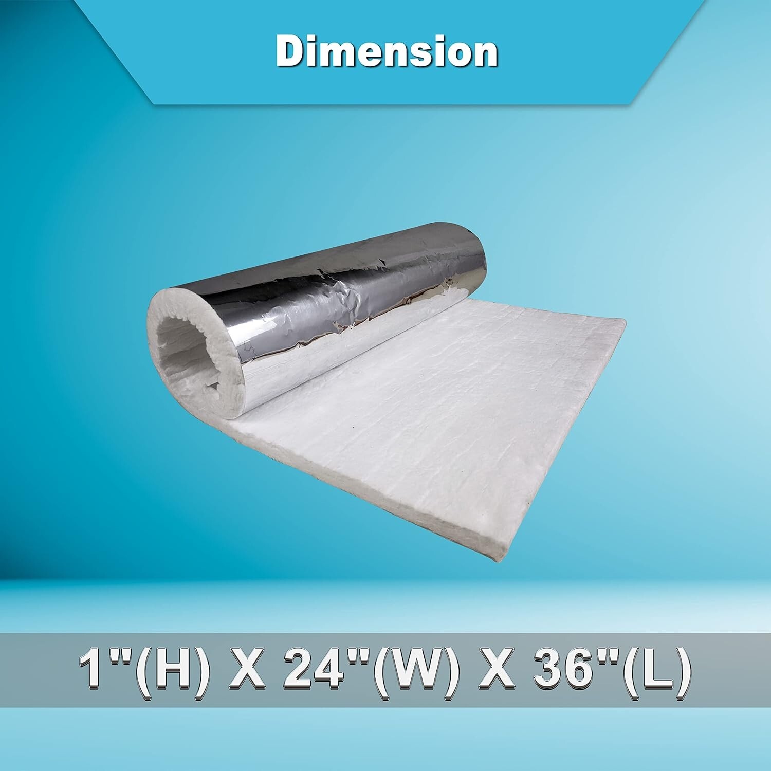 1″ Aluminium Foil Faced Ceramic Fiber Blanket Insulation 8# 2400F 24″ x 36″