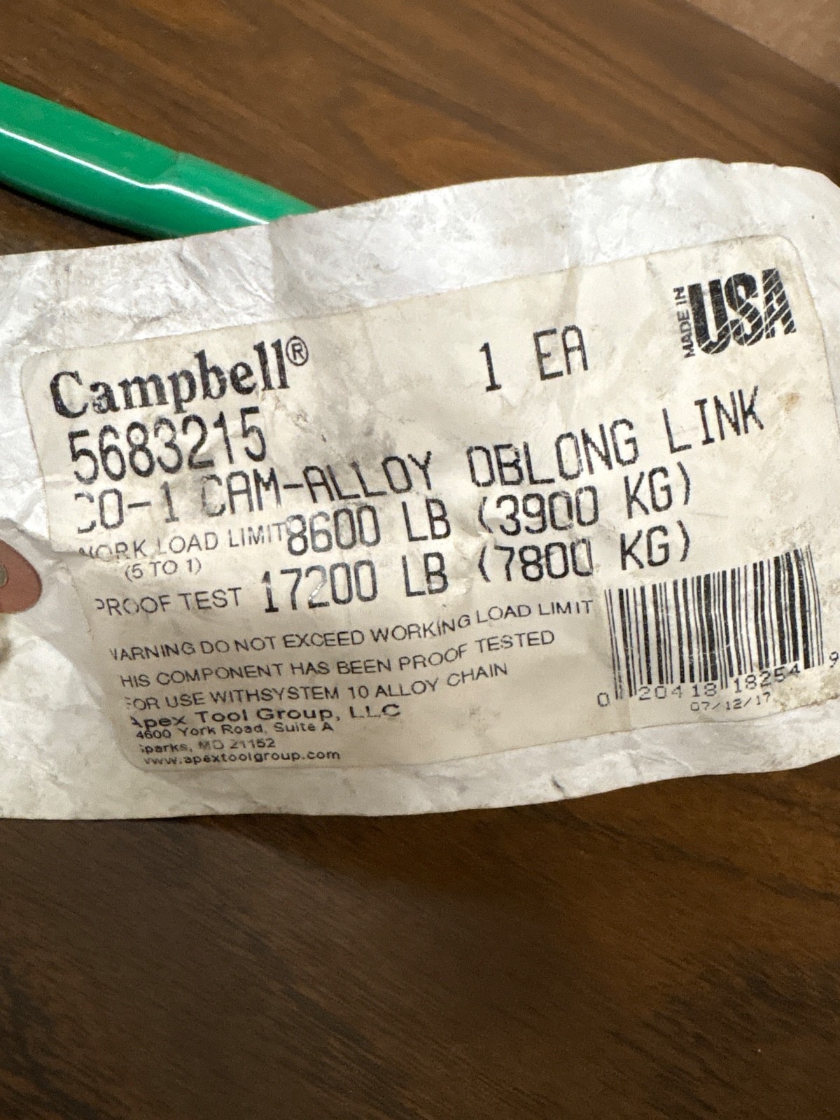 Campbell 5683215 CO-1 Cam-Alloy® Oblong Master Link, 8600 lbs, Painted USA