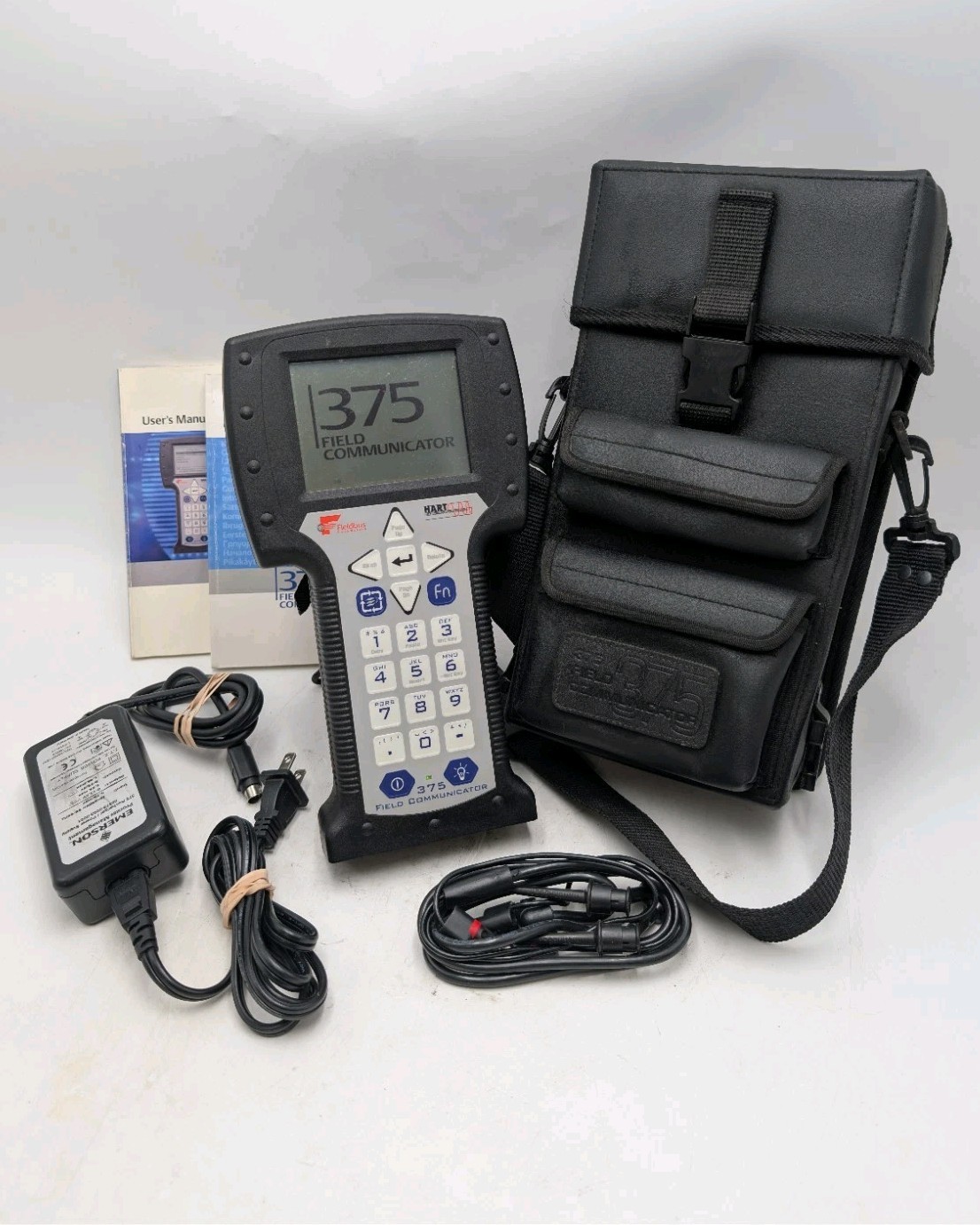 Emerson Rosemount 375 Field Communicator HART w/ Case Charger Leads TESTED WORKI