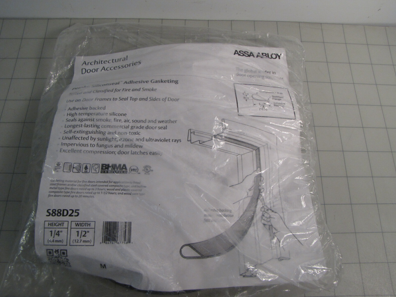 Assa Abloy S88D25 Pemko Siliconseal Adhesive Gasketing 1/4″ Height 1/2″ Width