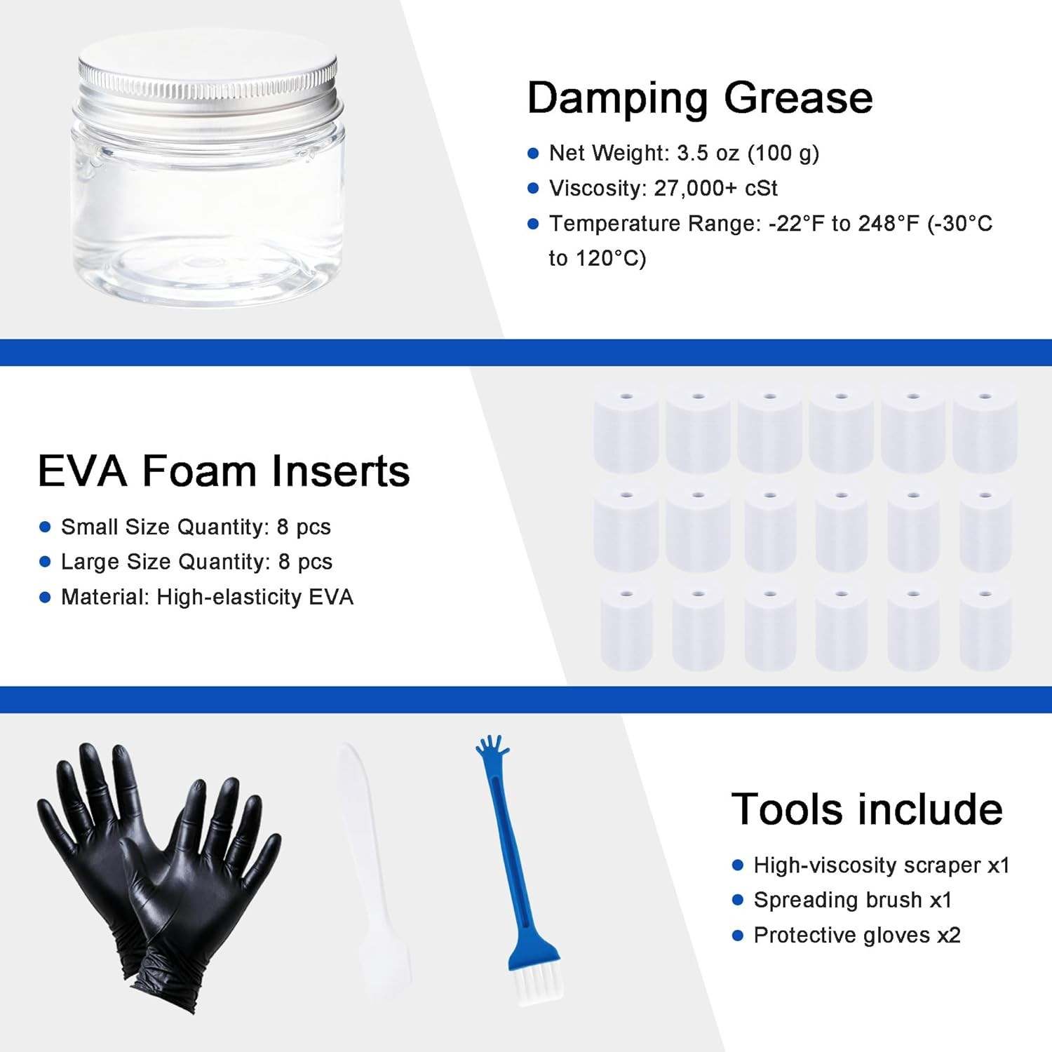 Washing Machine Damping Grease 3.5 Oz (100g) with 16 Foam Inserts for Suspension