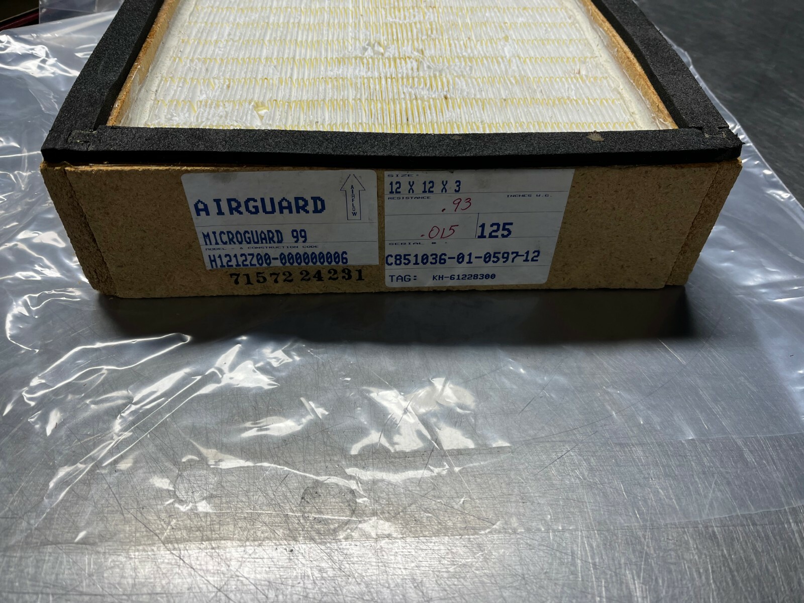 AIRGUARD H1212Z00-000000006 MICROGUARD 99 AIR FILTER 12x12x3 in Wood Frame