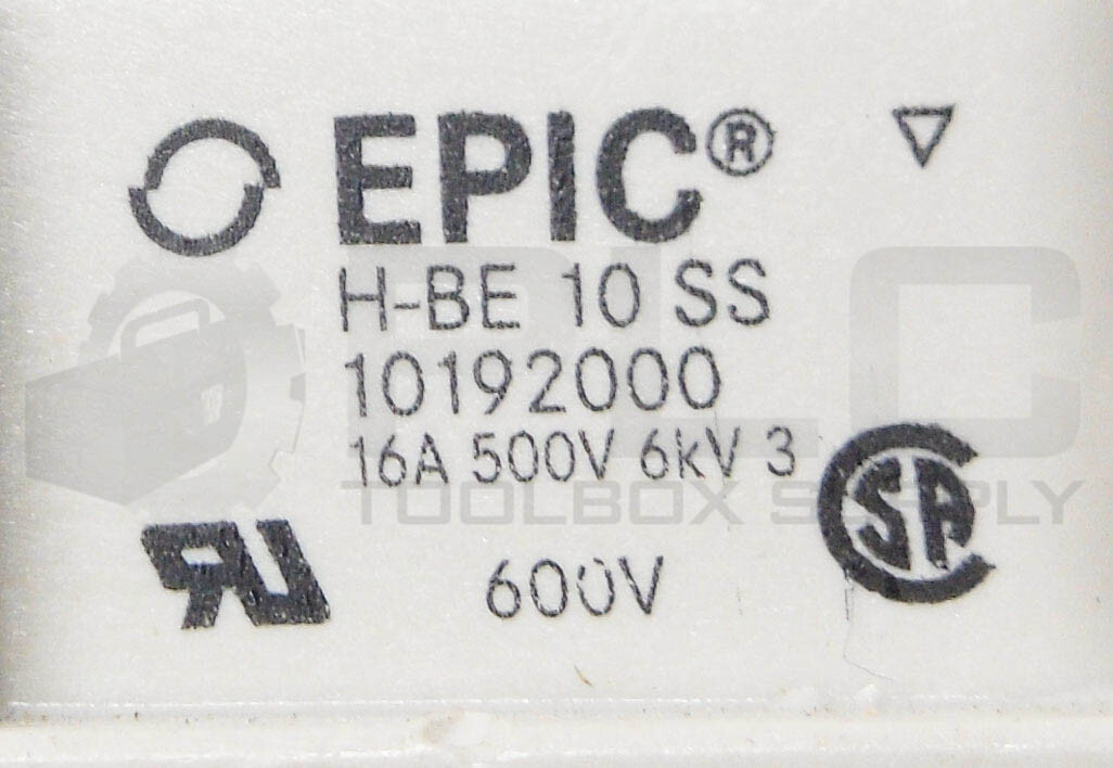 LOT OF 2 EPIC 10192000 MALE INSERT CONNECTOR 16A 500V H-BE 10 SS