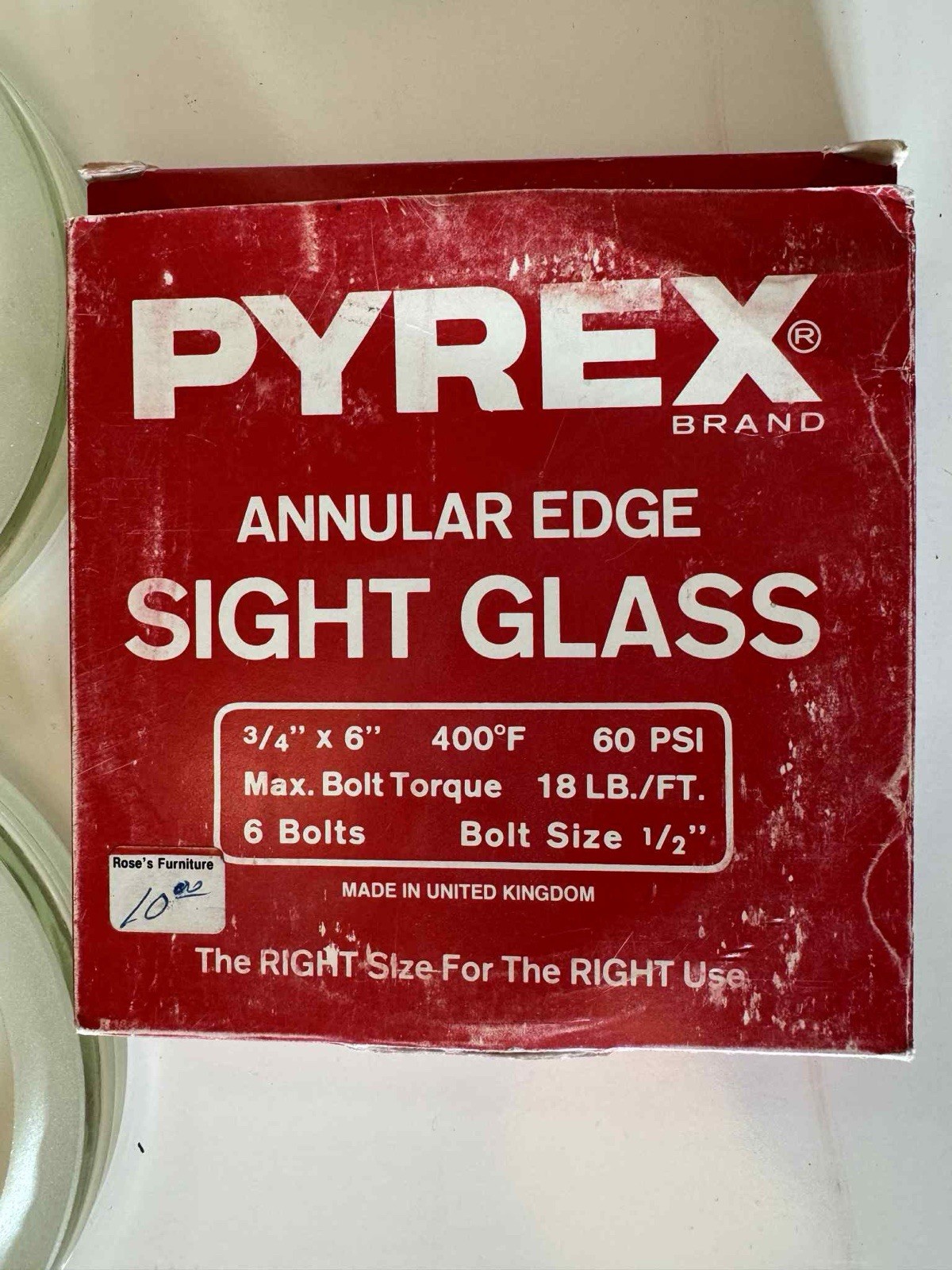 PYREX Annular Edge Sight Glass 3/4” x 6” Corning 400°F 60 PSI (Set of 2)