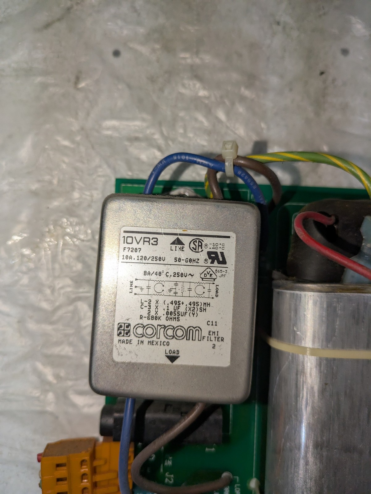 VAN DORN 330074 REV C PC330-074 REV C CORCOM 10VR3 10A 120/250V 50-60HZ