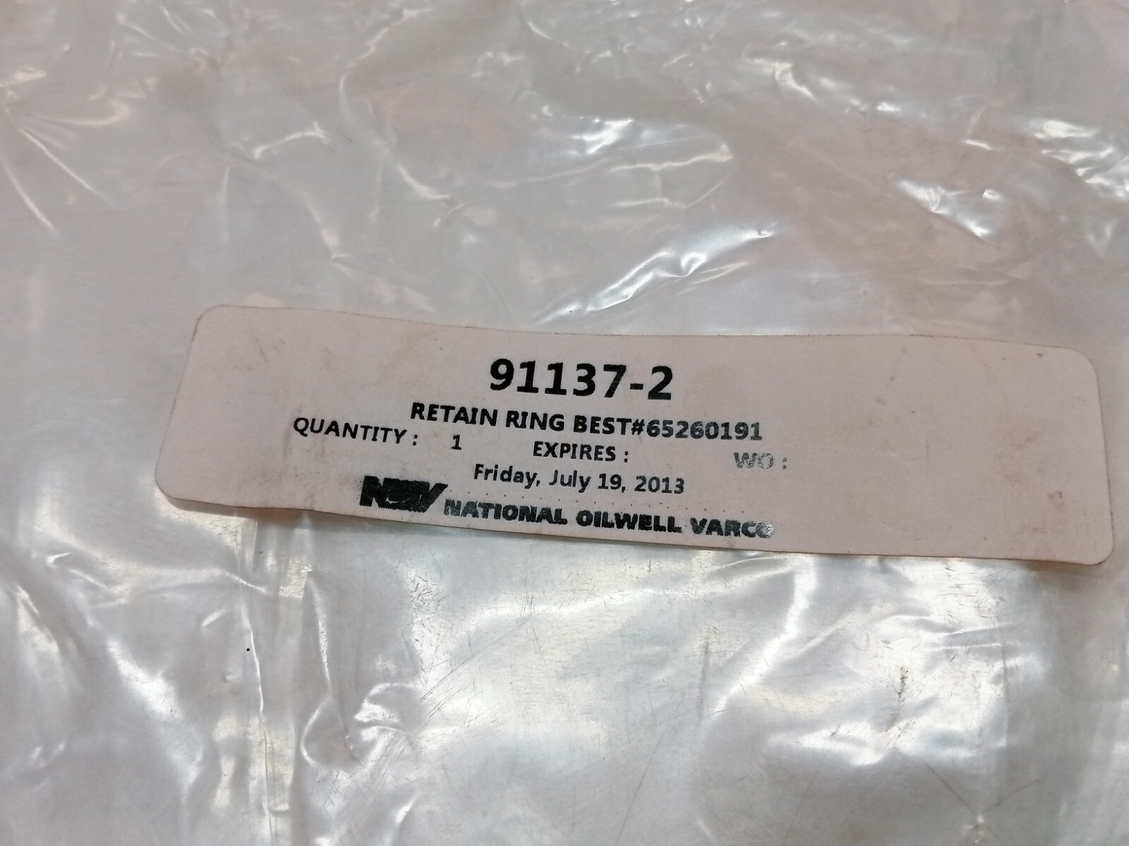 NATIONAL OILWELL VARCO 91137-2 RETAIN RING BEST #65260191