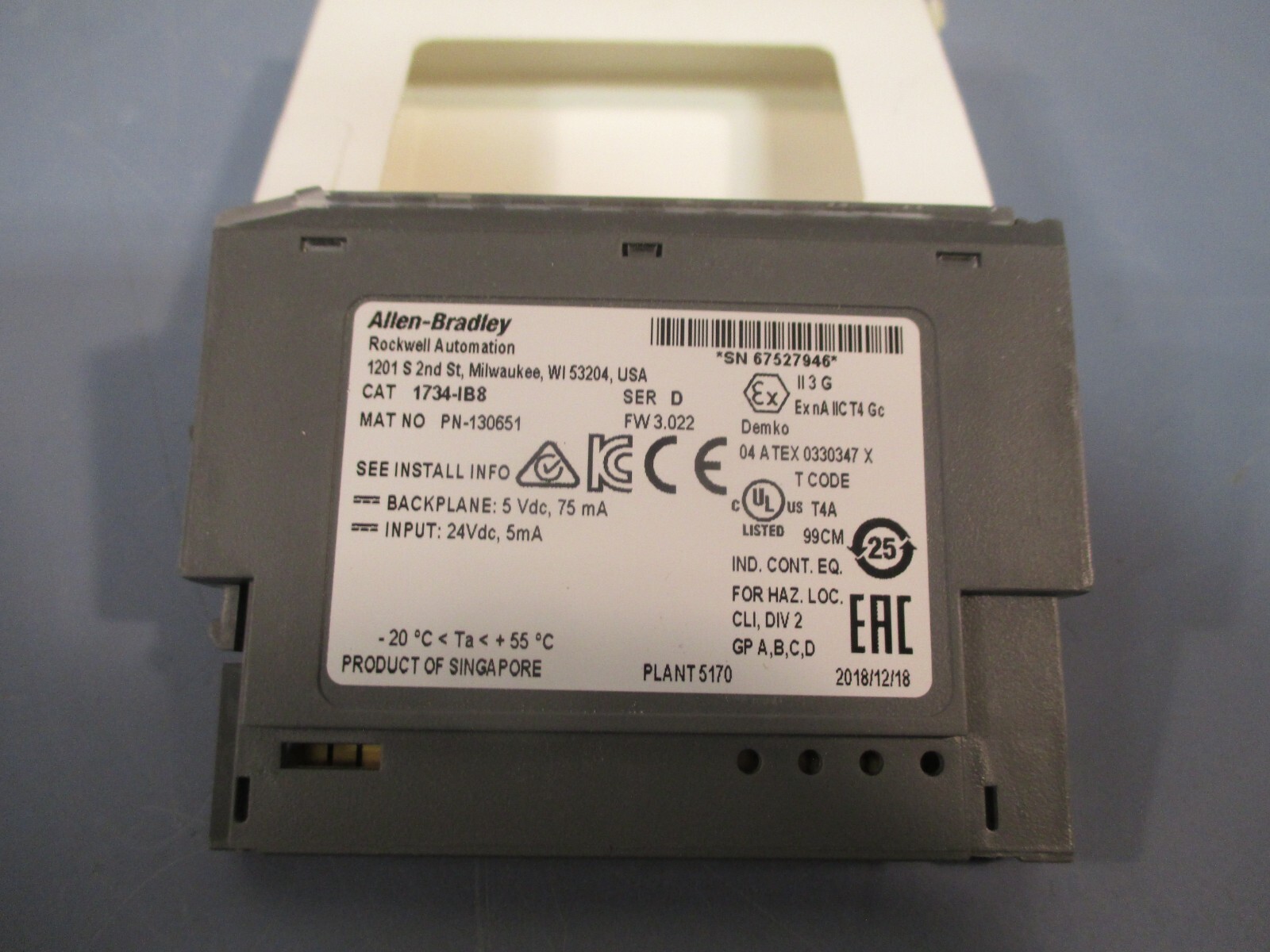 Allen-Bradley 8Point Digital Input Module Series D 1734-IB8