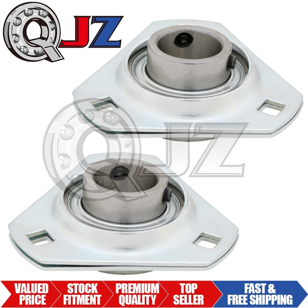 [Qty.2] SBPFT205-16 3-Bolt Pressed Steel Triangular Housing, 1-3/16 in Bore (ID)